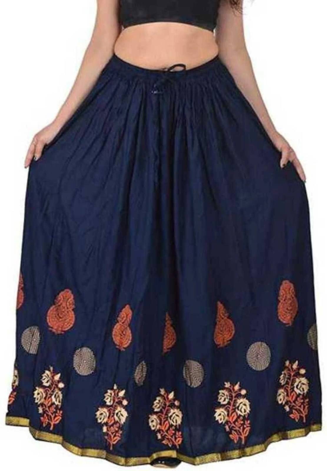 yashiv Dark Blue Cotton Women's Flared Skirt ( Pack of 1 ) yashiv Dark Blue Cotton Women's Flared Skirt ( Pack of 1 )