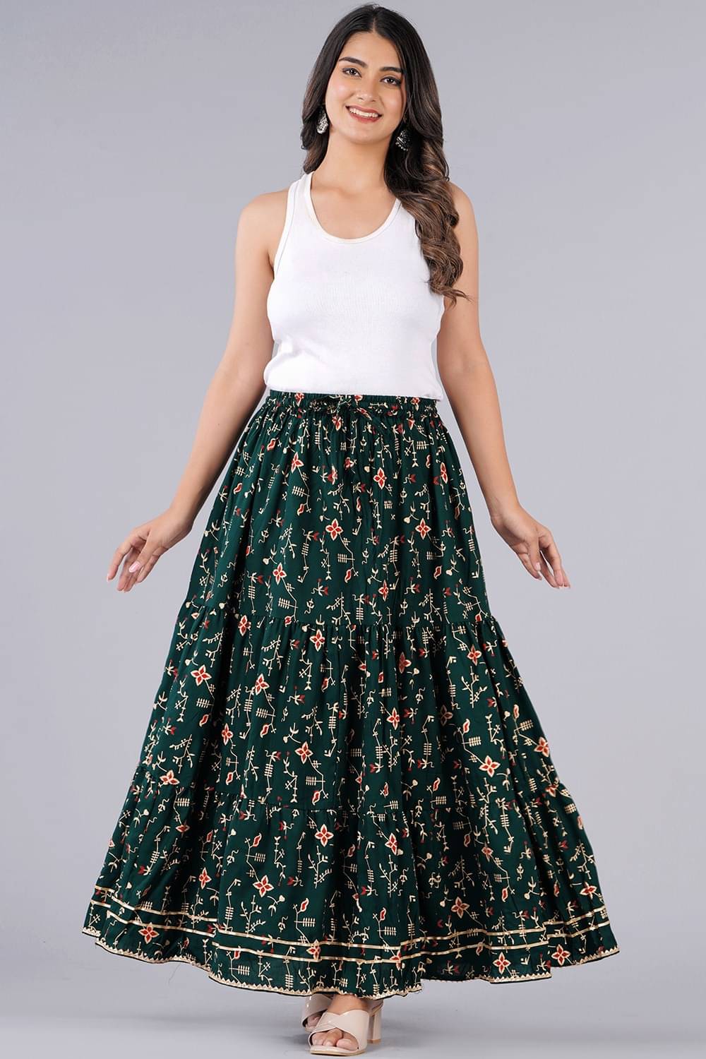     			yashiv Dark Green Viscose Women's Flared Skirt ( Pack of 1 )