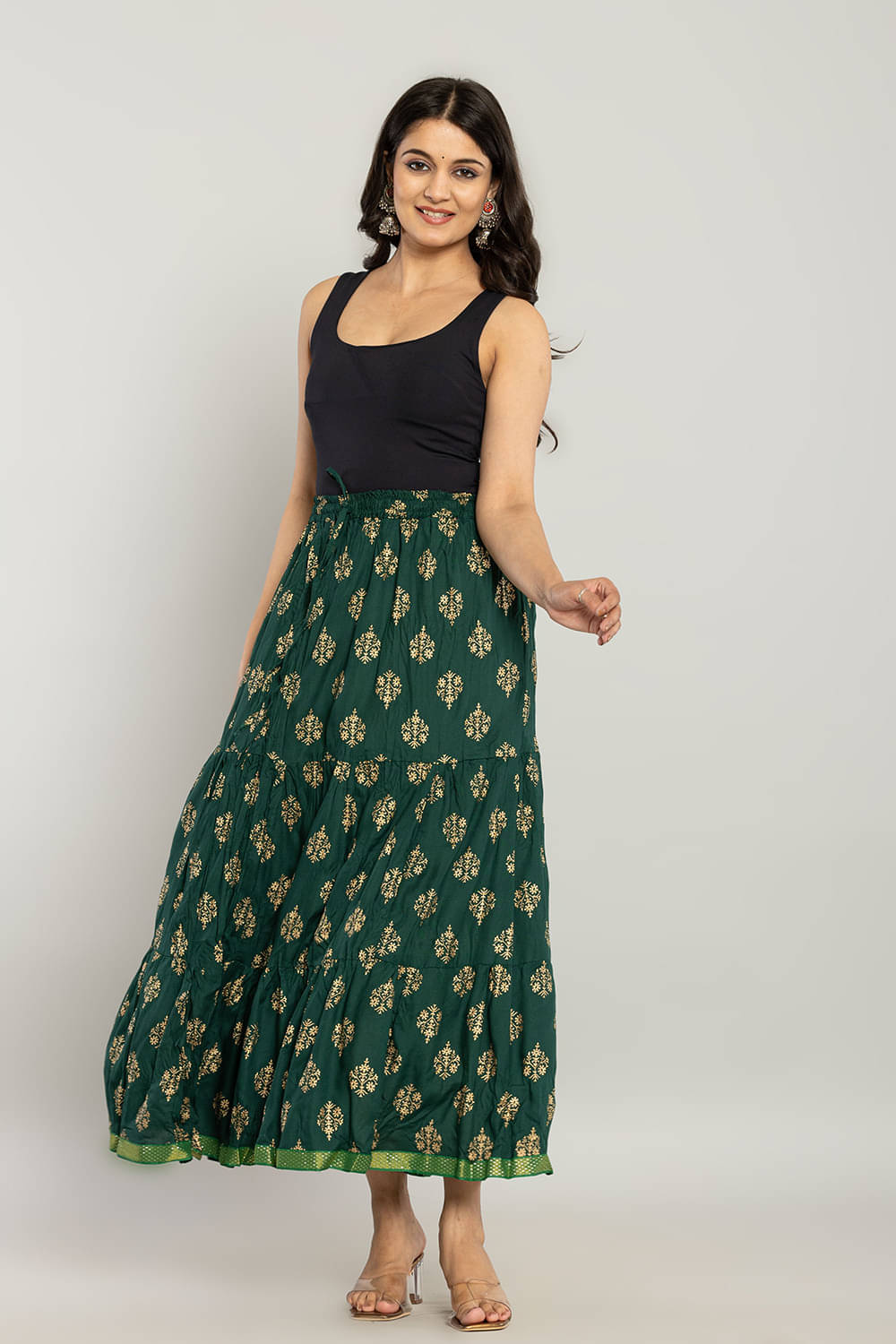     			yashiv Green Cotton Women's Flared Skirt ( Pack of 1 )
