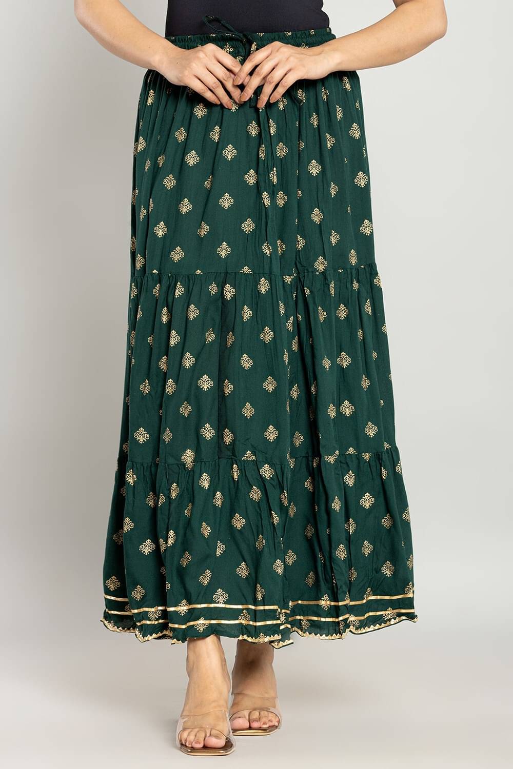 yashiv Green Cotton Women's Flared Skirt ( Pack of 1 ) yashiv Green Cotton Women's Flared Skirt ( Pack of 1 )