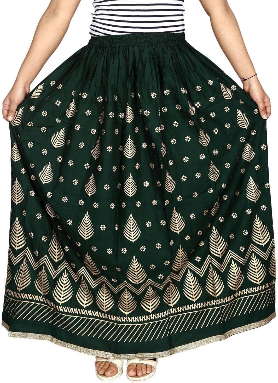     			yashiv Green Viscose Women's A-Line Skirt ( Pack of 1 )
