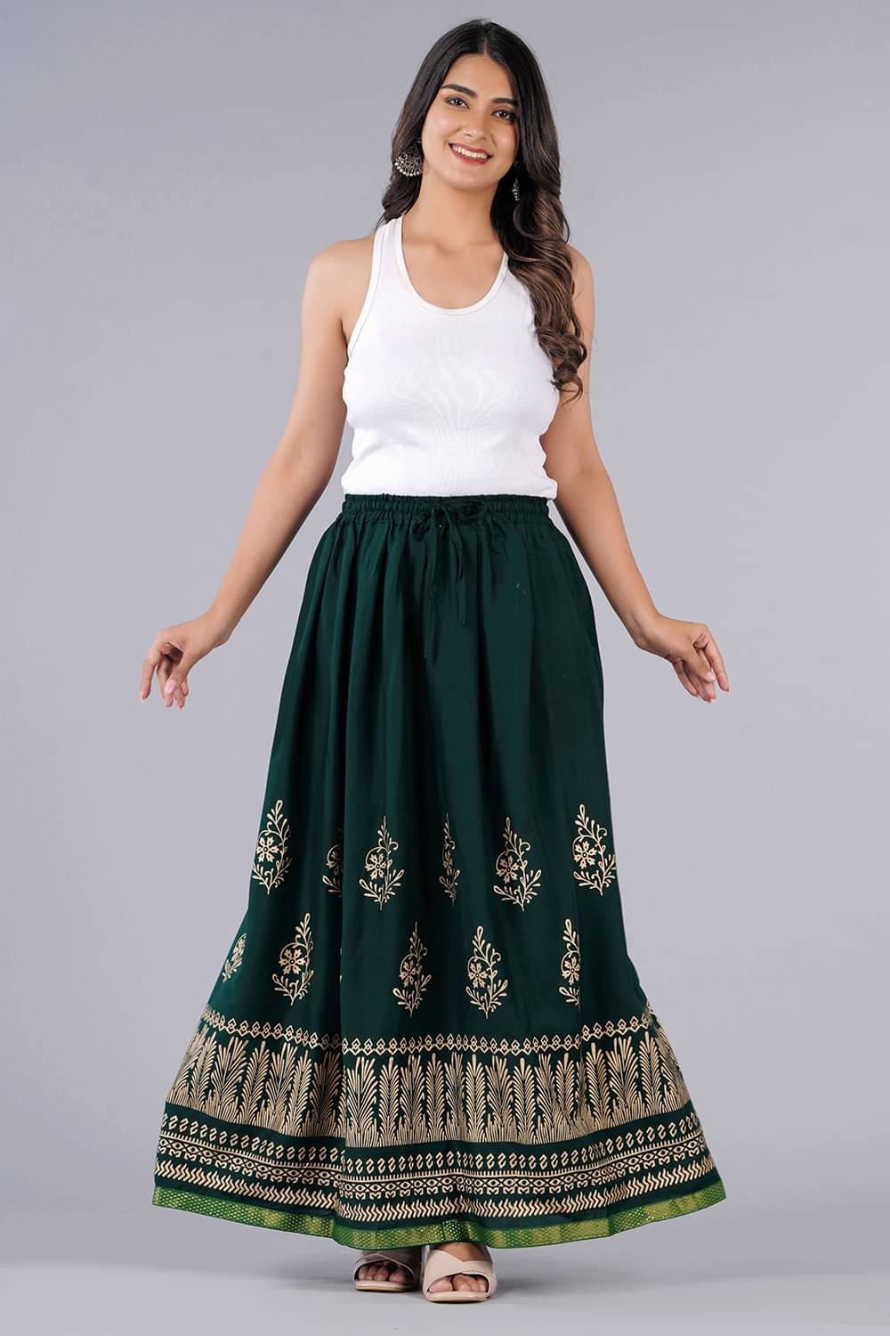yashiv Green Viscose Women's Flared Skirt ( Pack of 1 ) yashiv Green Viscose Women's Flared Skirt ( Pack of 1 )