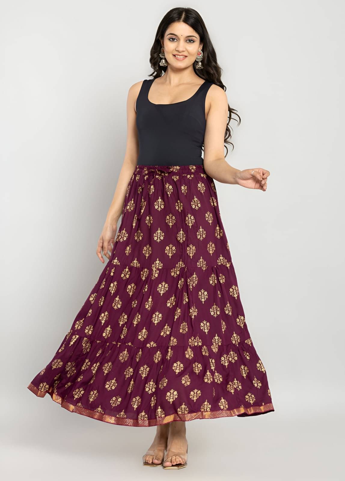 yashiv Maroon Rayon Women's Flared Skirt ( Pack of 1 ) yashiv Maroon Rayon Women's Flared Skirt ( Pack of 1 )