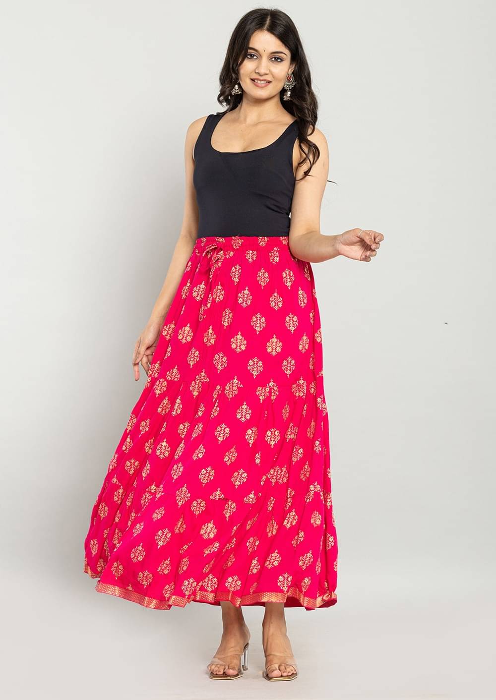 yashiv Pink Rayon Women's Flared Skirt ( Pack of 1 ) yashiv Pink Rayon Women's Flared Skirt ( Pack of 1 )