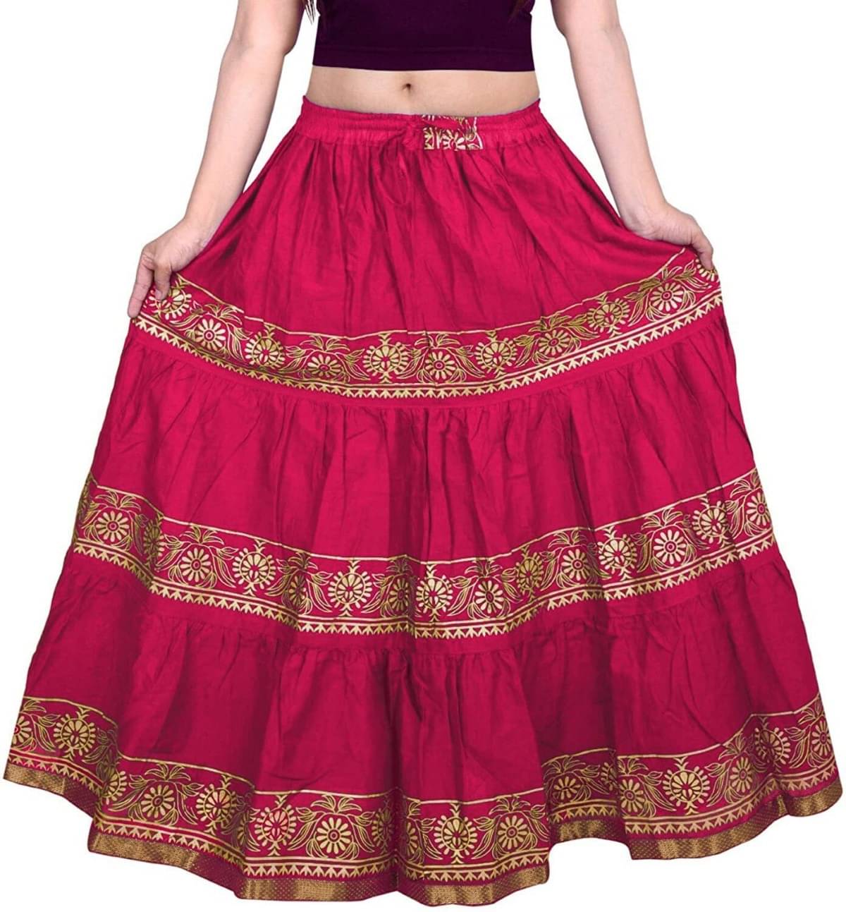     			yashiv Pink Viscose Women's Flared Skirt ( Pack of 1 )