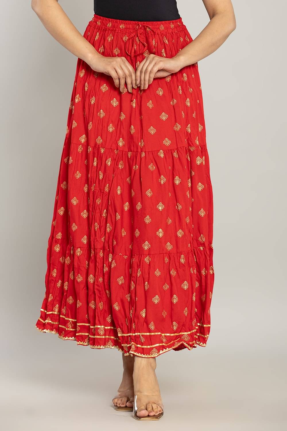 yashiv Red Cotton Women's Flared Skirt ( Pack of 1 ) yashiv Red Cotton Women's Flared Skirt ( Pack of 1 )