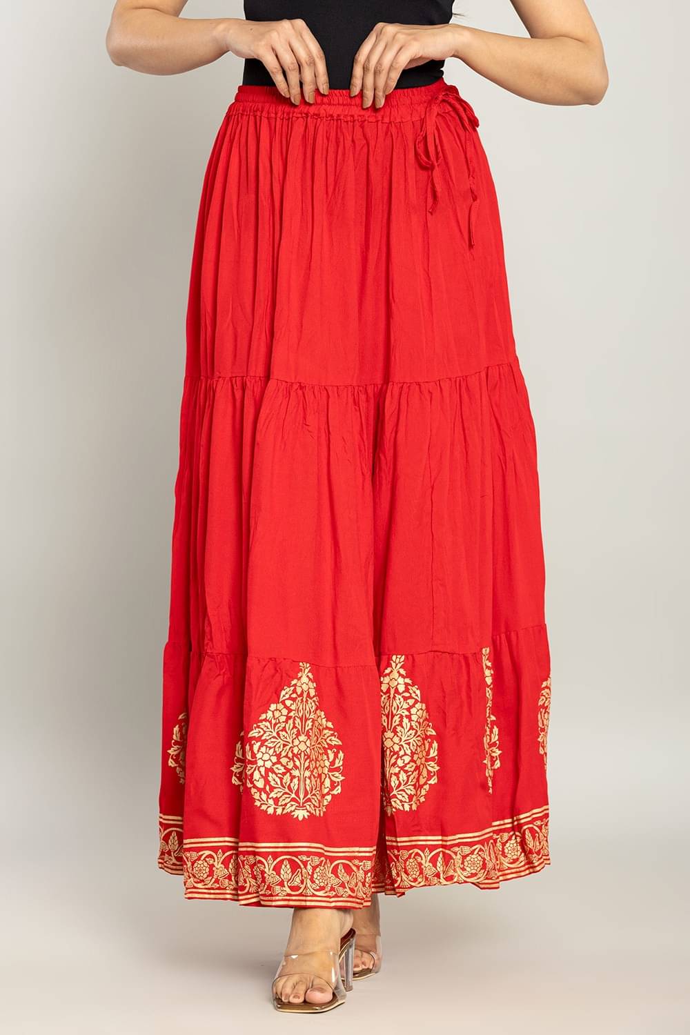     			yashiv Red Cotton Women's Flared Skirt ( Pack of 1 )