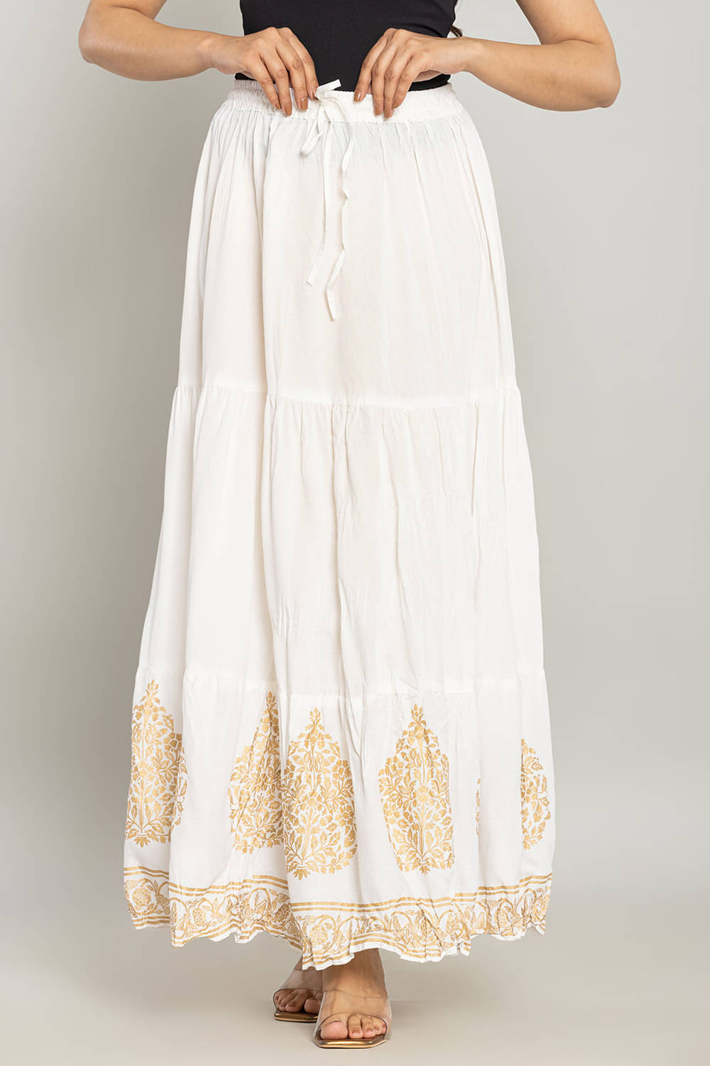 yashiv White Cotton Women's Flared Skirt ( Pack of 1 )     			yashiv White Cotton Women's Flared Skirt ( Pack of 1 )