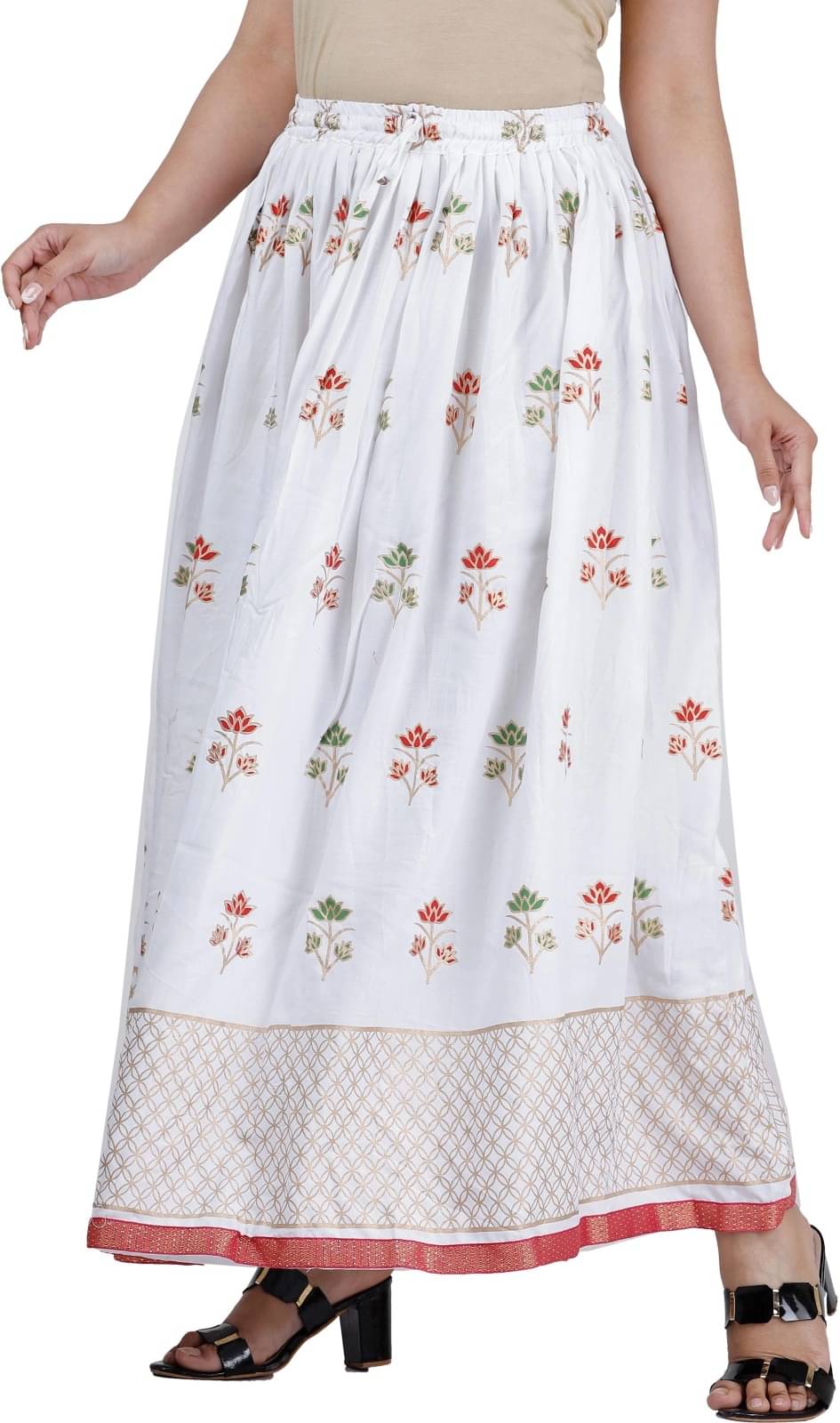 yashiv White Viscose Women's Flared Skirt ( Pack of 1 ) yashiv White Viscose Women's Flared Skirt ( Pack of 1 )