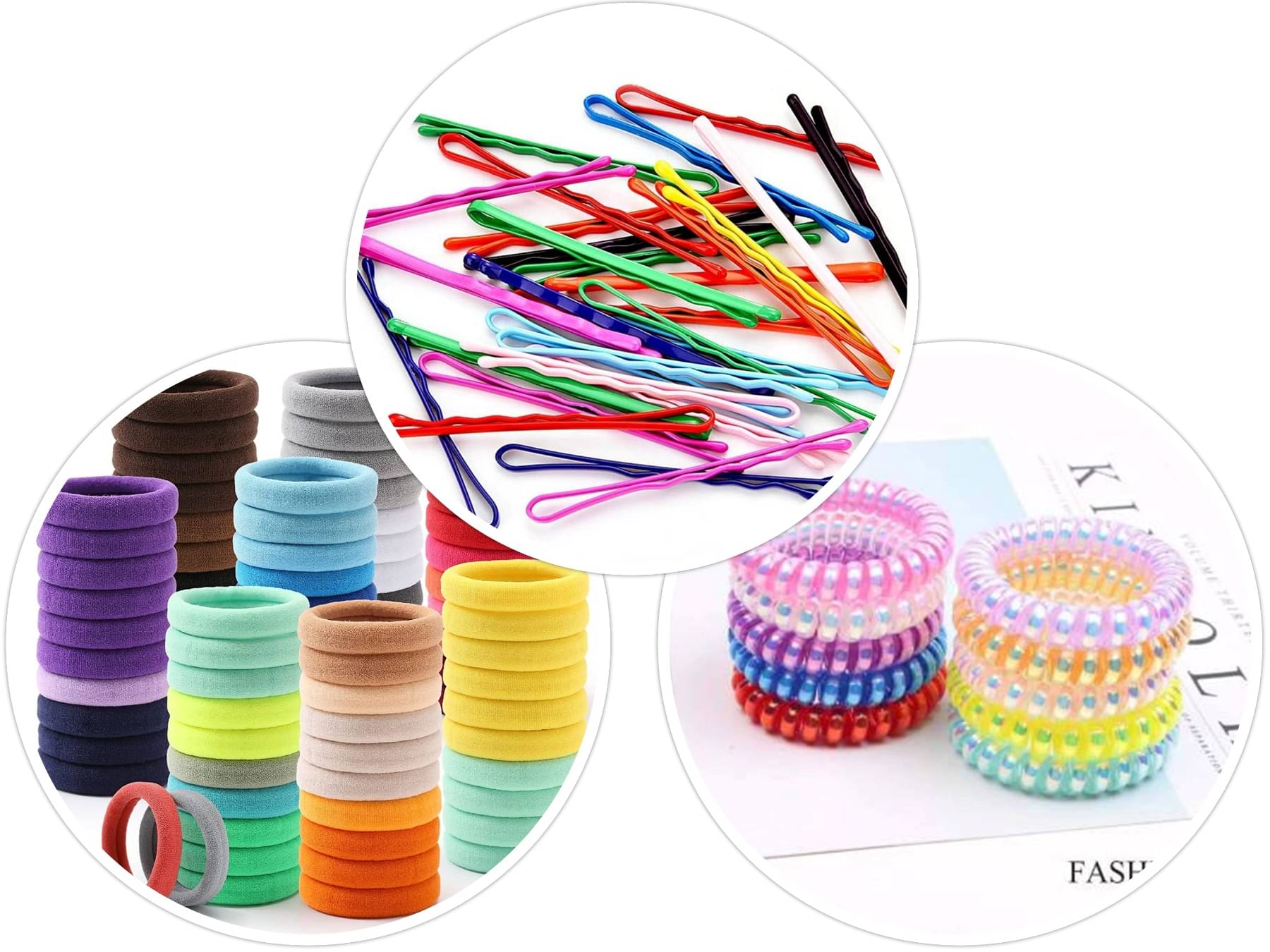     			30 Pieces Stylish Hair Accessories Combo for Women & Girls – Cotton Elastic Hair Rubber Bands | Telephone Wire Spiral Hair Bands | Colorful Bobby Hair Pins – Multicolor