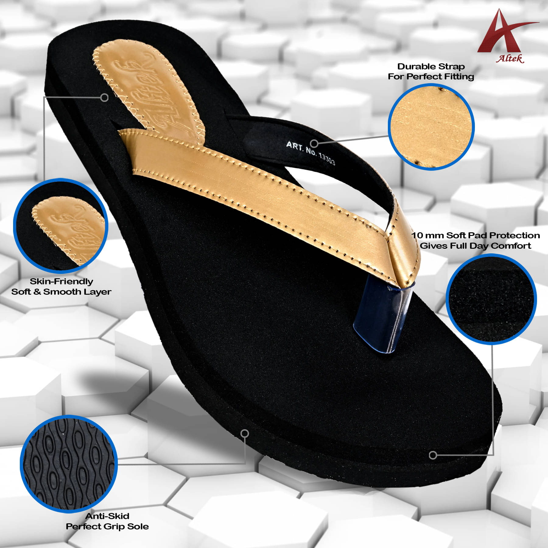     			Altek Gold Women's Flip Flop