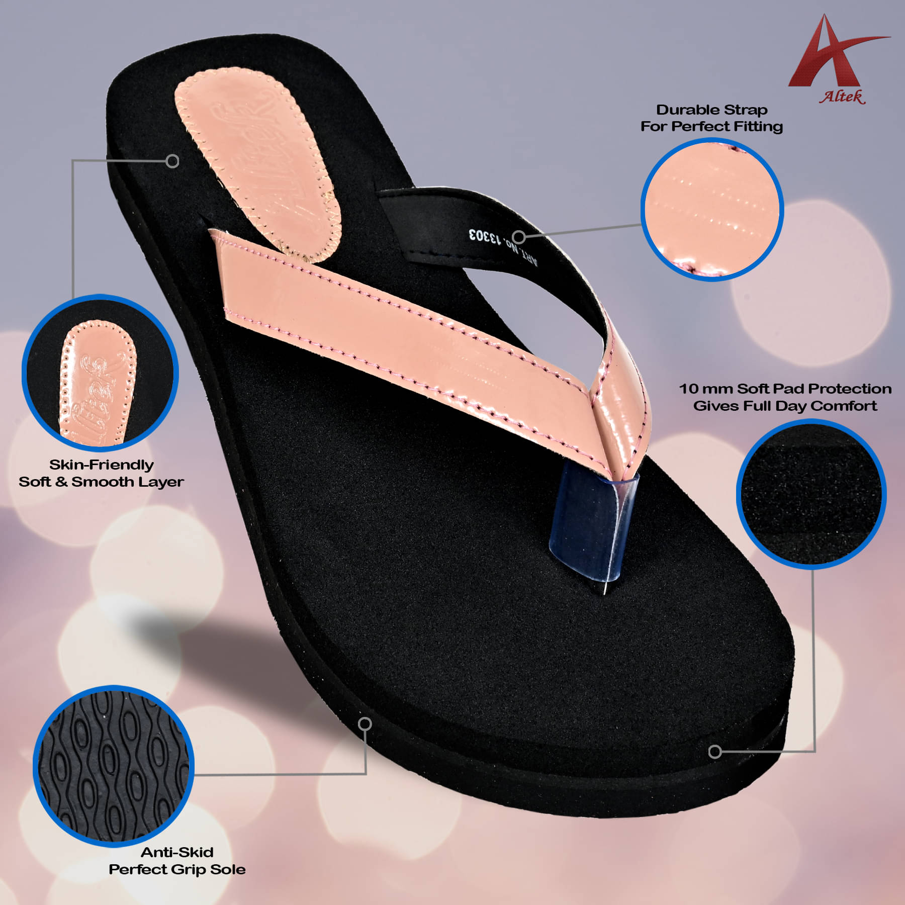     			Altek Peach Women's Flip Flop