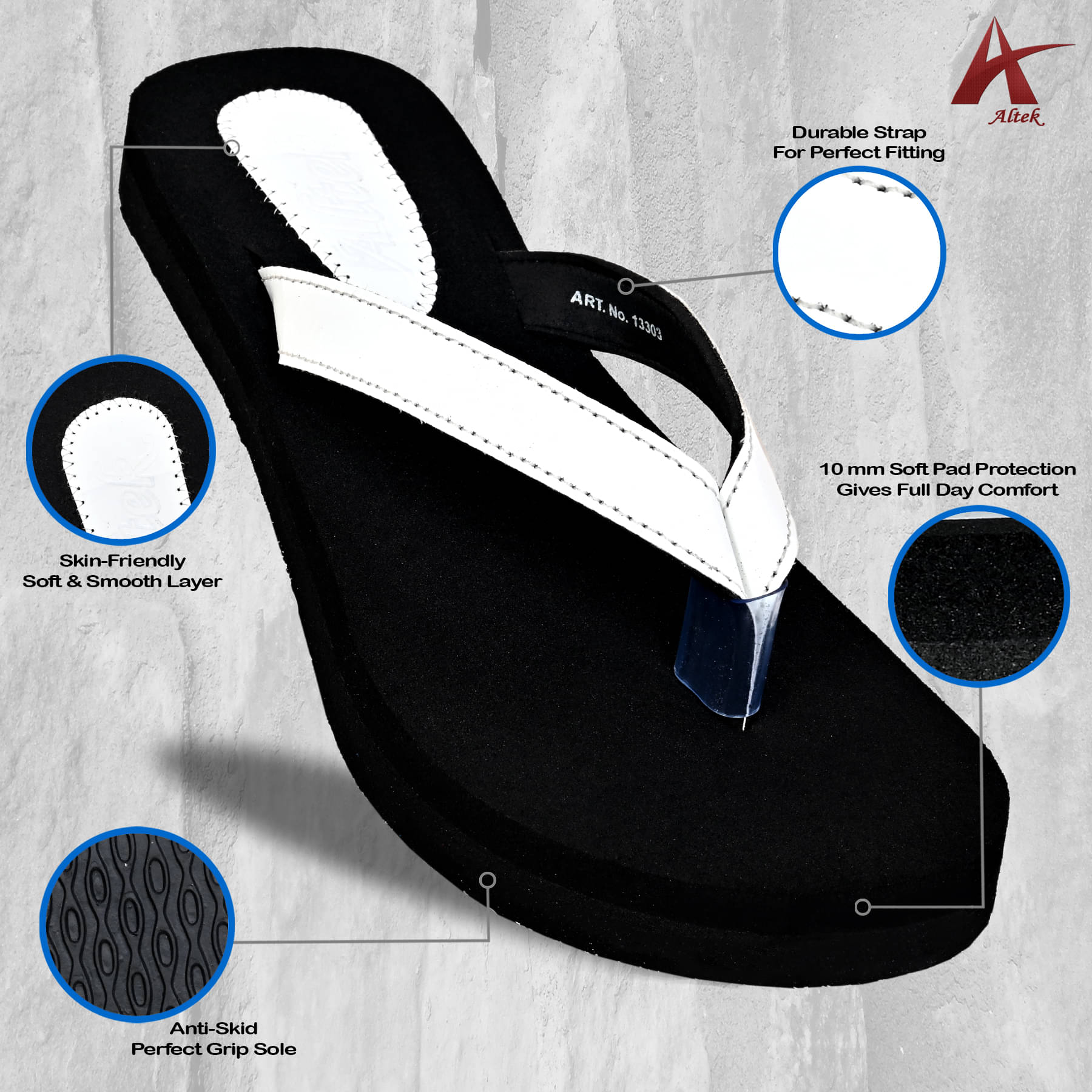    			Altek White Women's Flip Flop