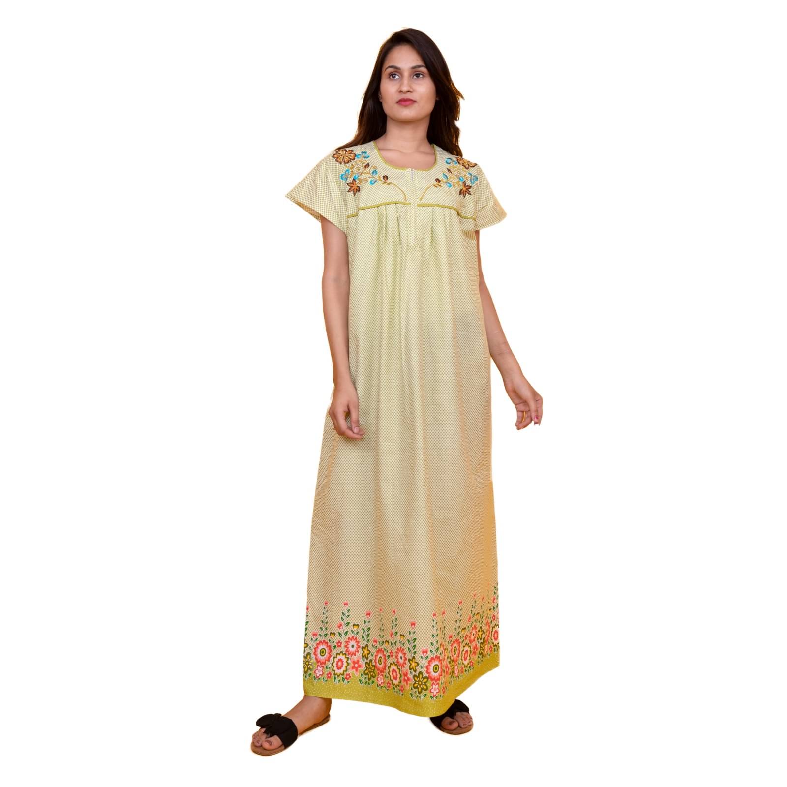     			Apratim Green Cotton Women's Nightwear Nighty & Night Gowns ( Pack of 1 )