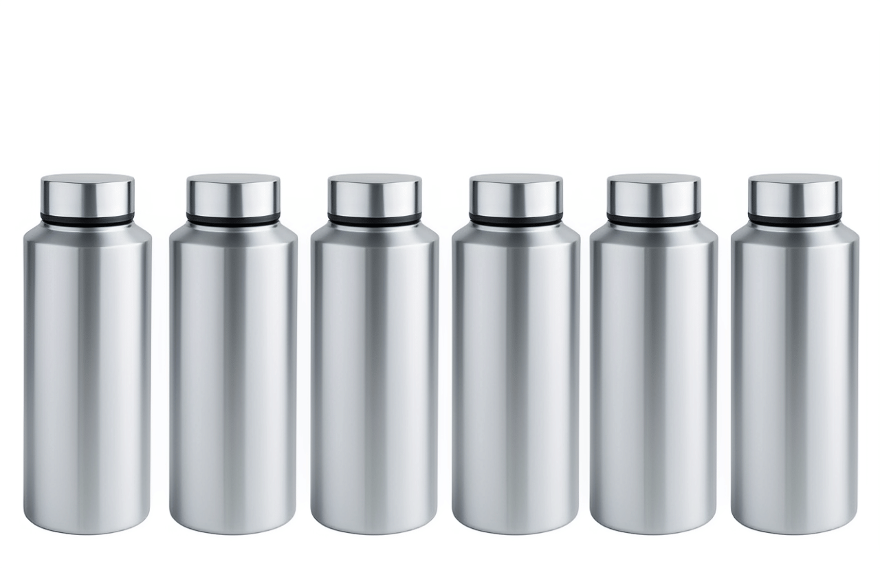     			Aquasleri Silver Stainless Steel Fridge Water Bottle 500 mL ( 6 )