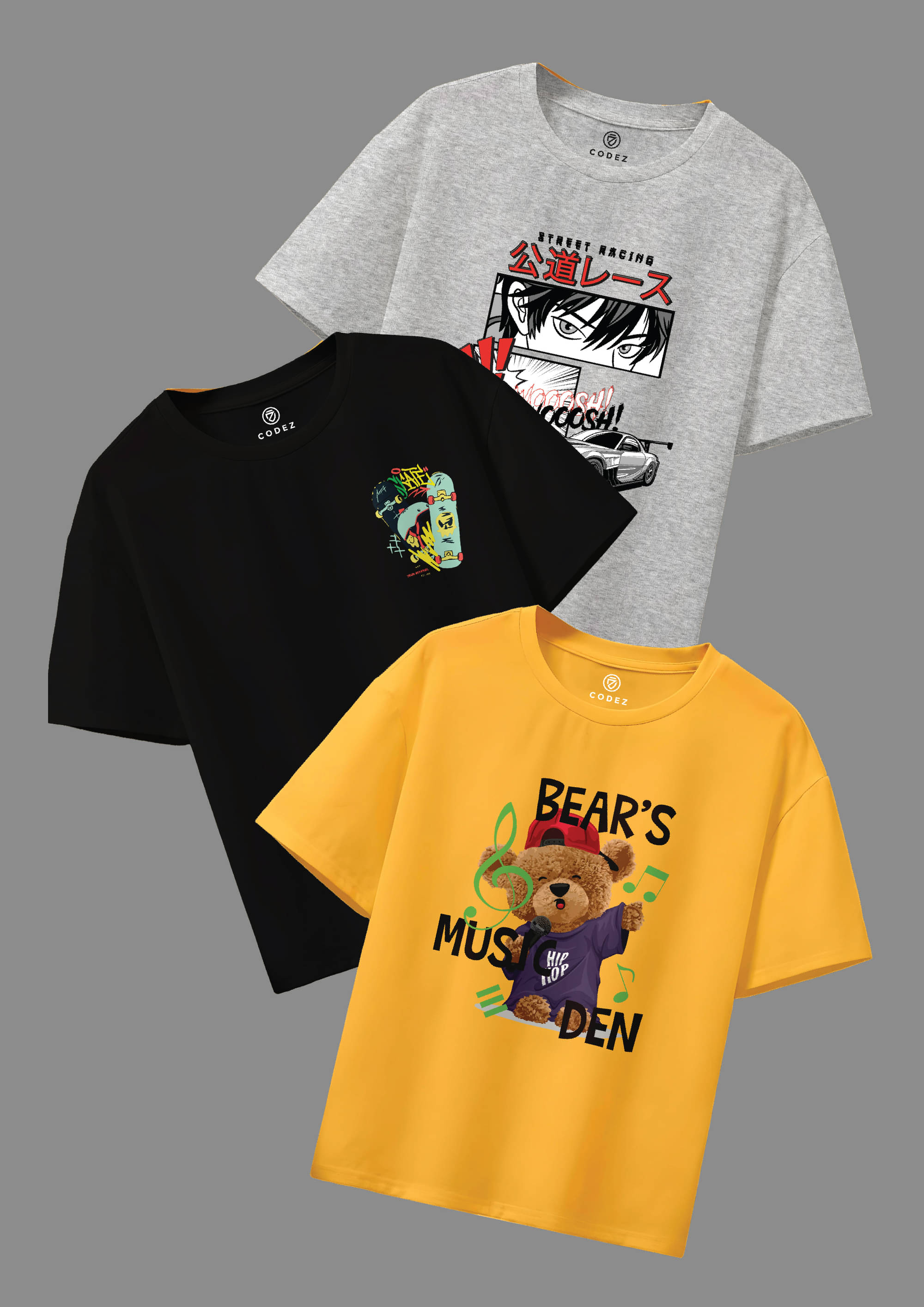     			CODEZ Pack of 3 Boys Cotton Blend T-Shirt ( Multicolor 1 )