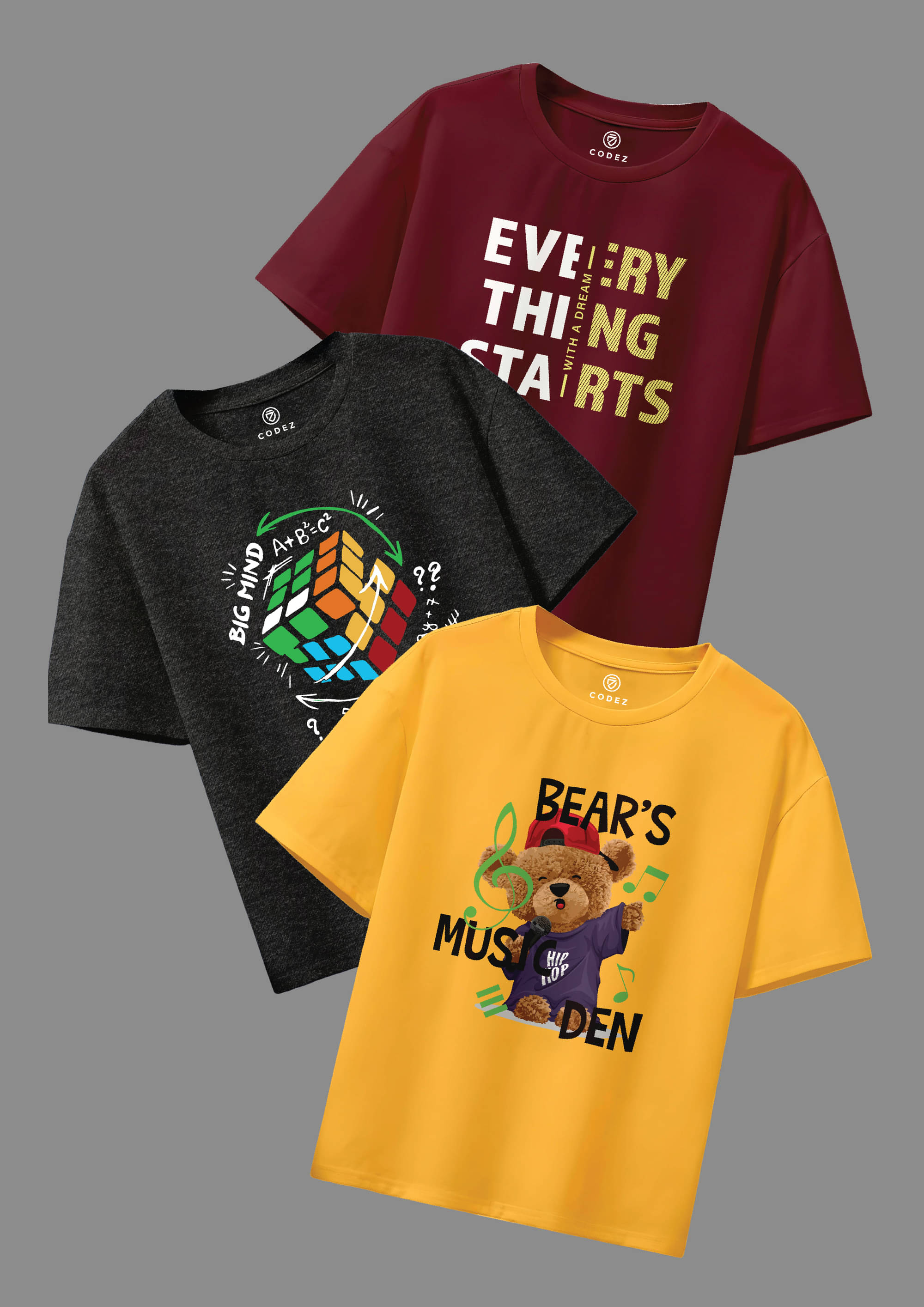     			CODEZ Pack of 3 Boys Cotton Blend T-Shirt ( Multicolor 5 )