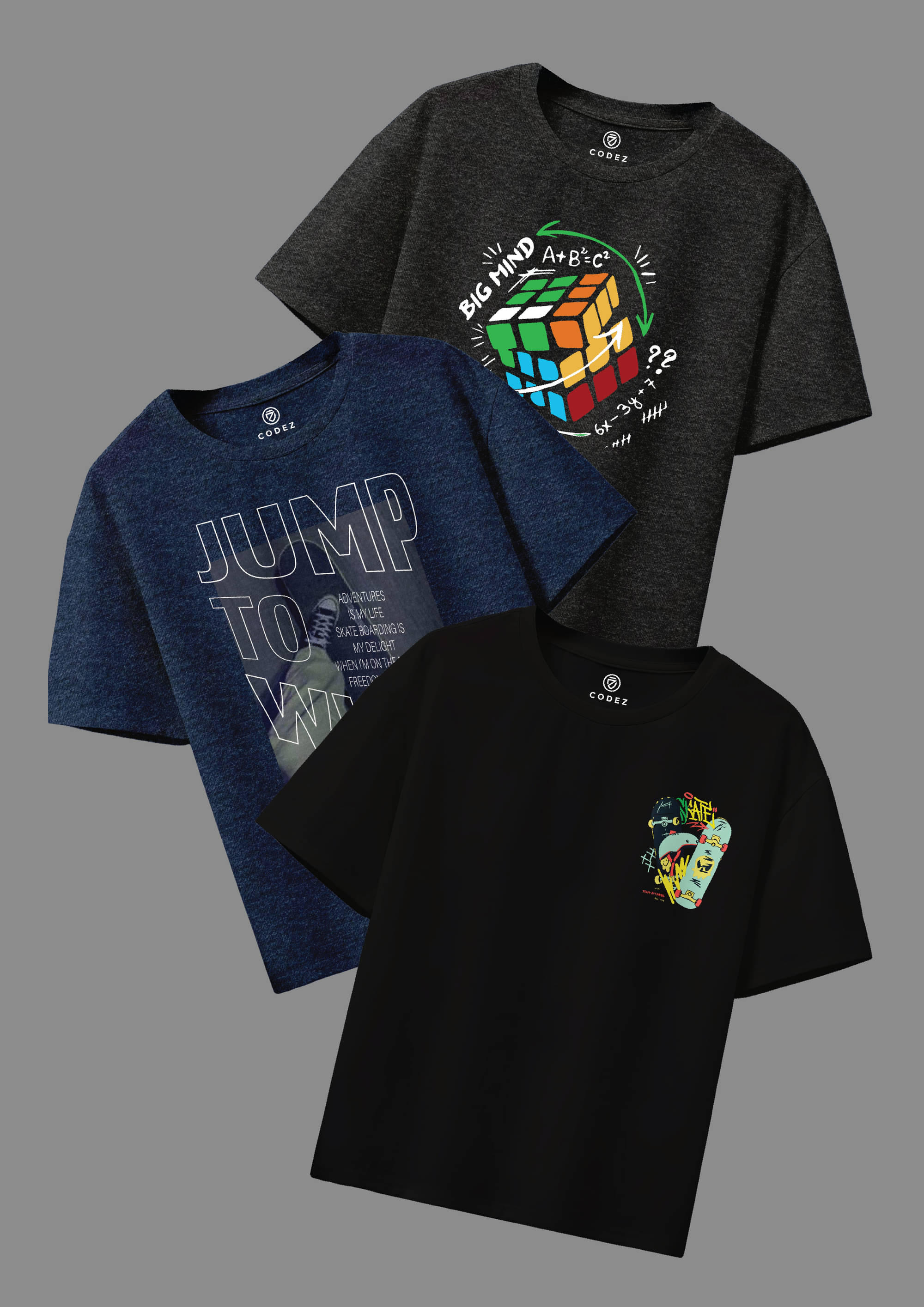     			CODEZ Pack of 3 Boys Cotton Blend T-Shirt ( Multicolor )