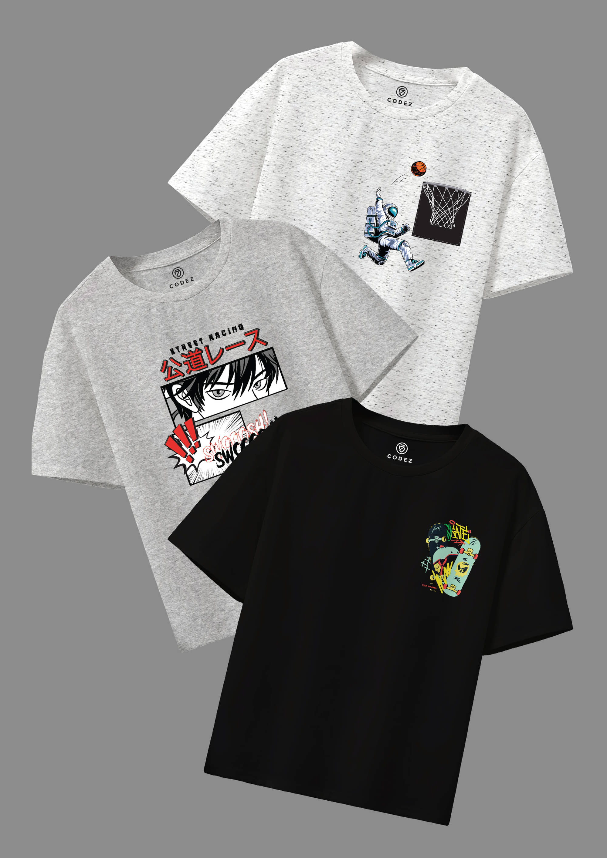     			CODEZ Pack of 1 Boys Cotton Blend T-Shirt ( Multicolor 7 )