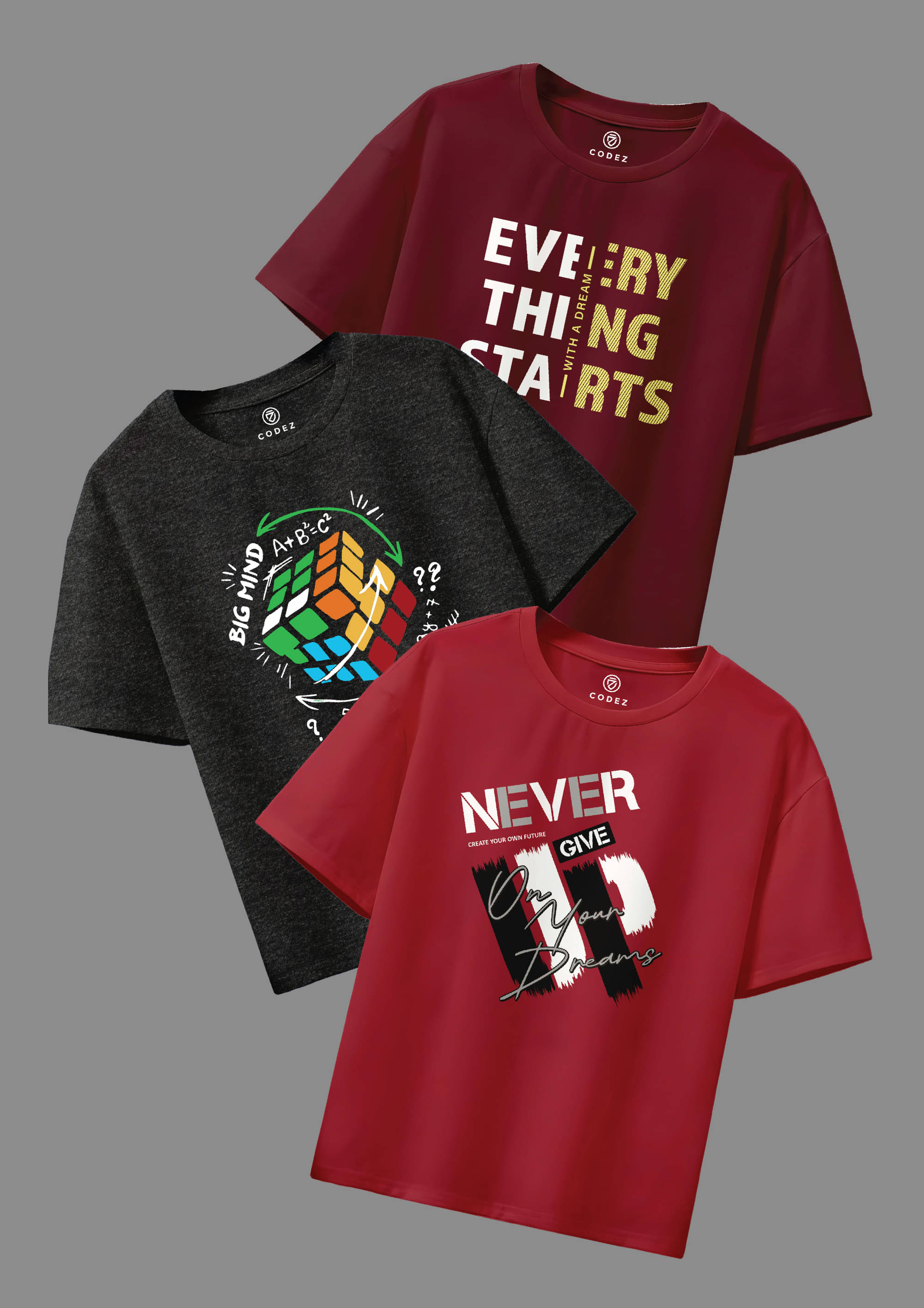     			CODEZ Pack of 3 Boys Cotton Blend T-Shirt ( Multicolor 3 )