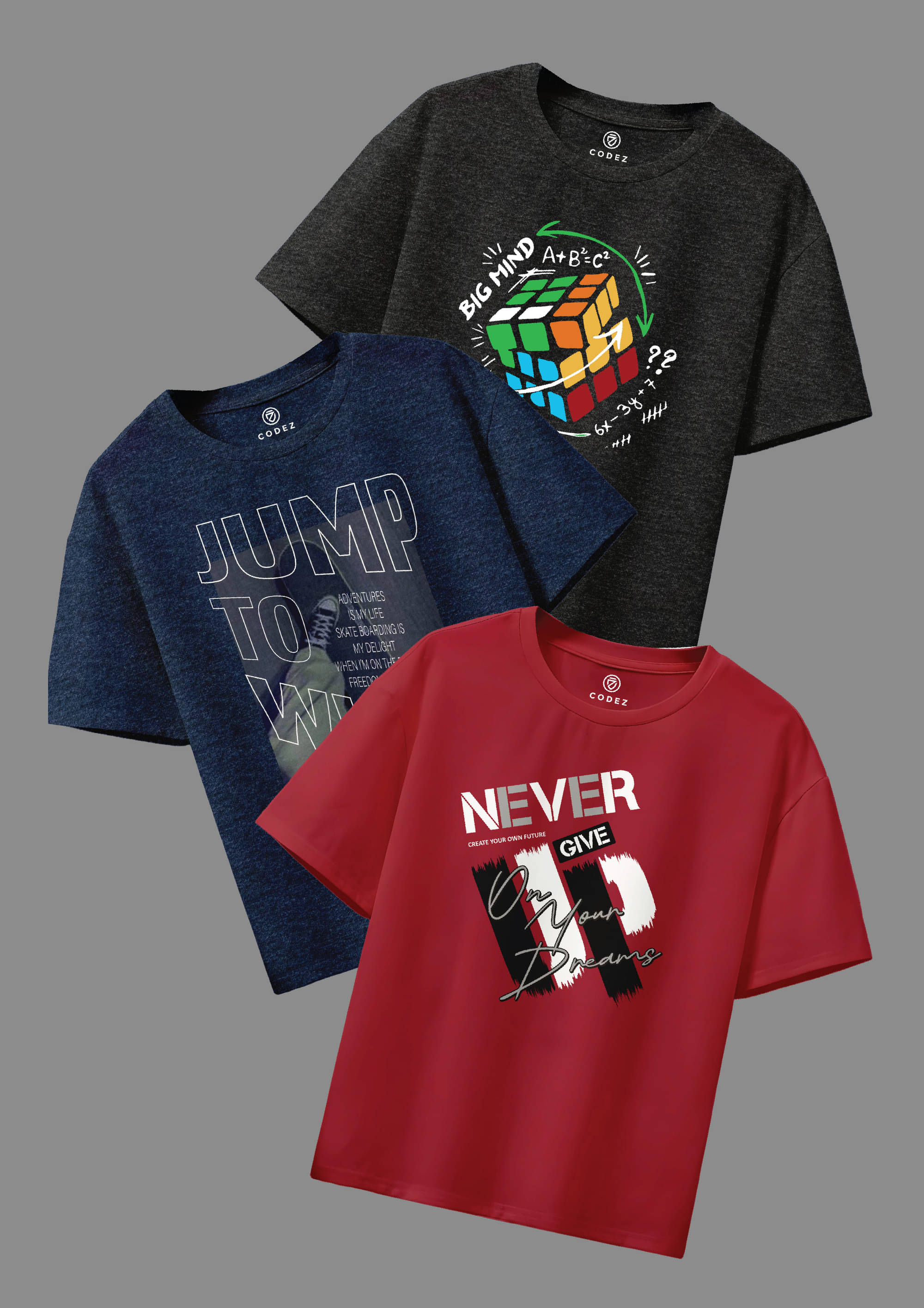    			CODEZ Pack of 2 Boys Cotton Blend T-Shirt ( Multicolor 2 )