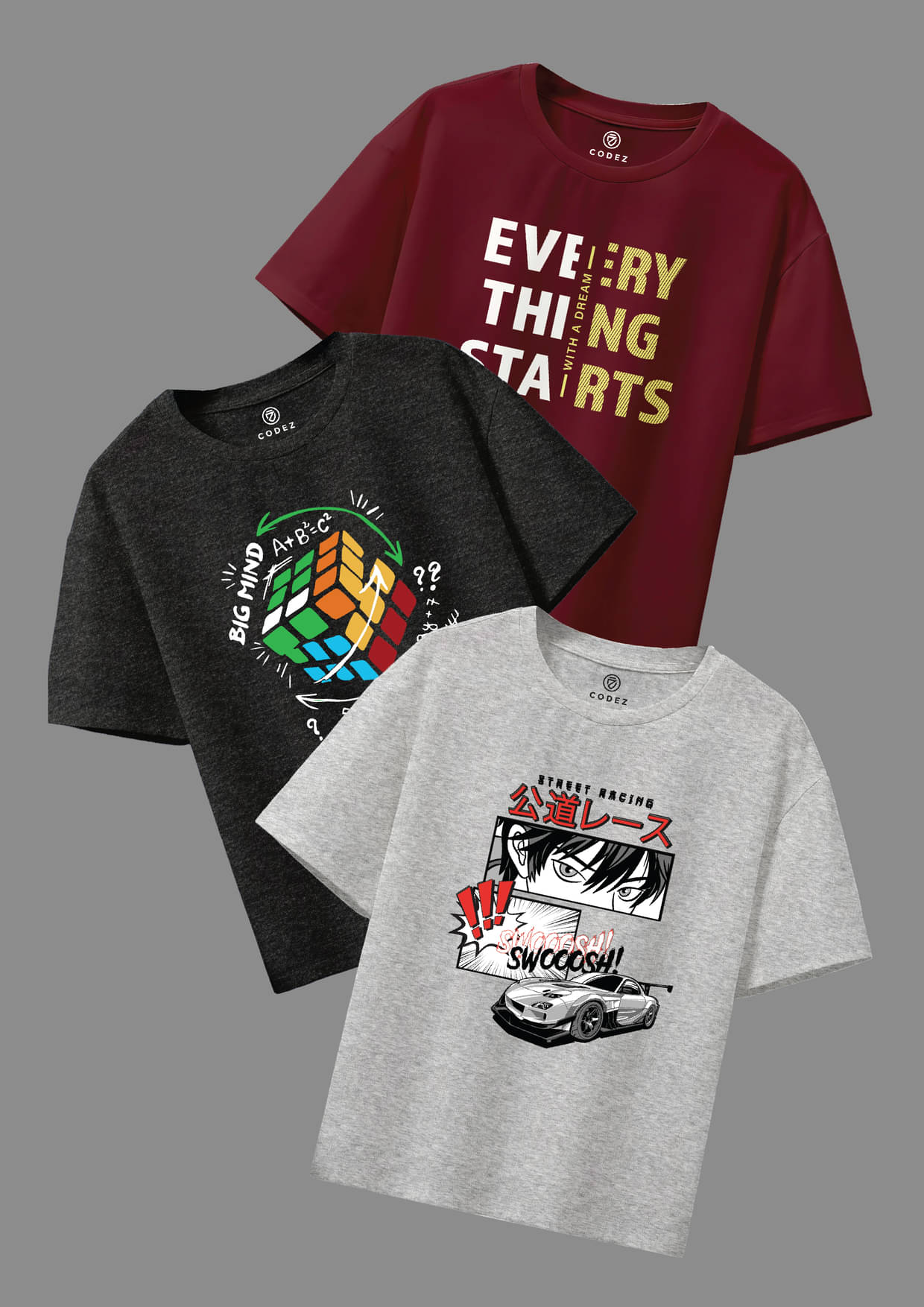     			CODEZ Pack of 3 Boys Cotton Blend T-Shirt ( Multicolor 6 )