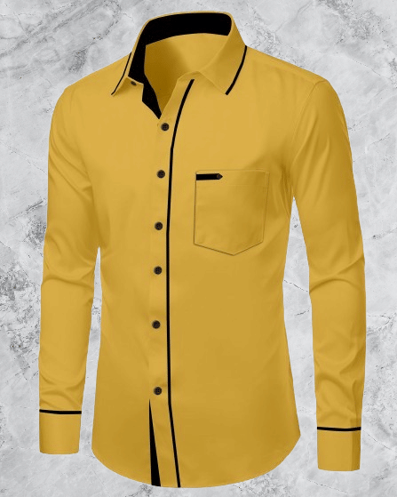     			DEVILFASHION Rayon Regular Fit Solids Full Sleeves Men's Casual Shirt - Yellow ( Pack of 1 )