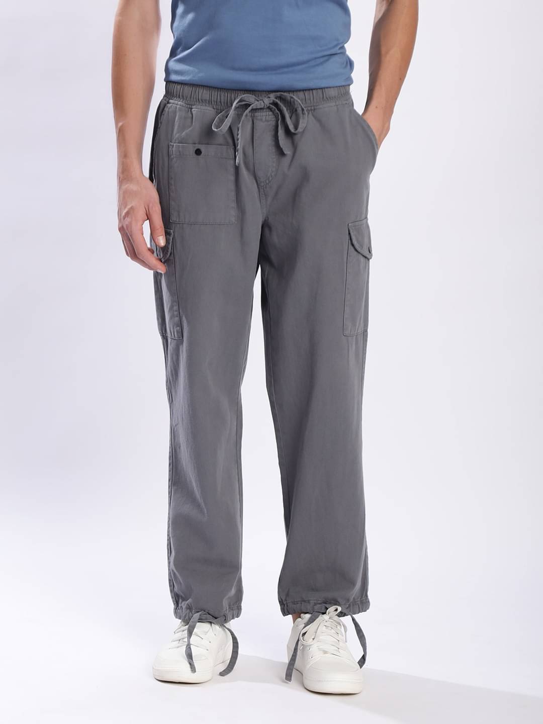     			IVOC Relax Flat Men's Cargos - Grey ( Pack of 1 )