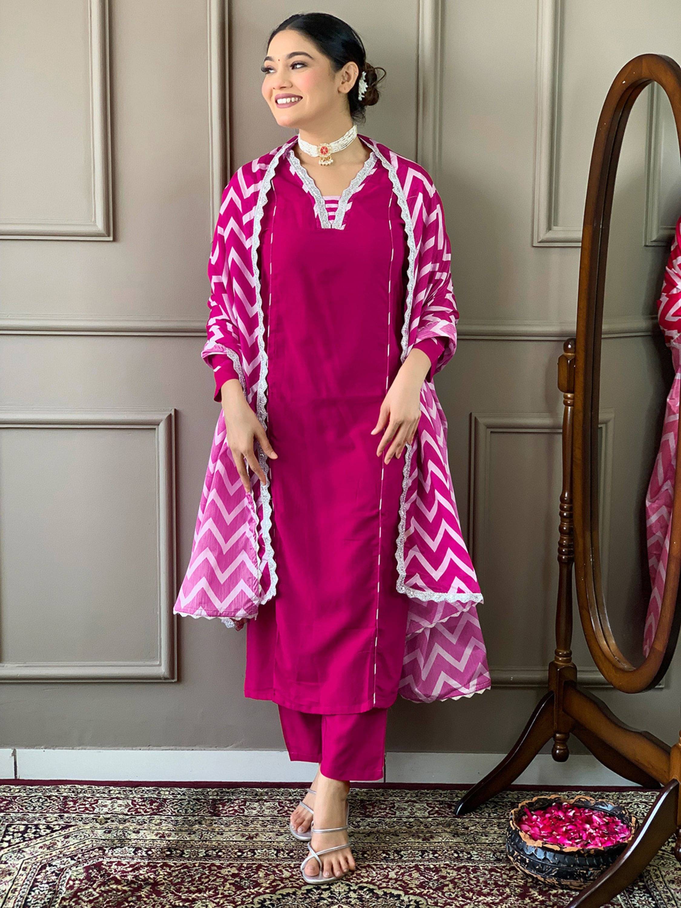     			Krisio Women Viscose Embroidered Straight Kurti With Pants ( Pink )