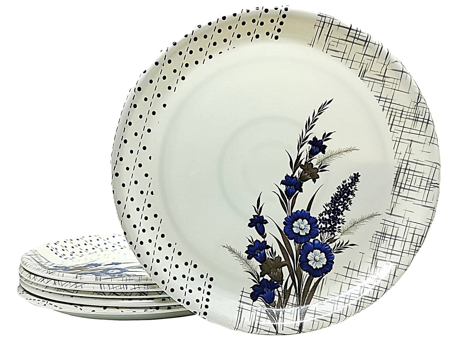     			Laserbot 6 Pcs Melamine Light Blue Half Plate