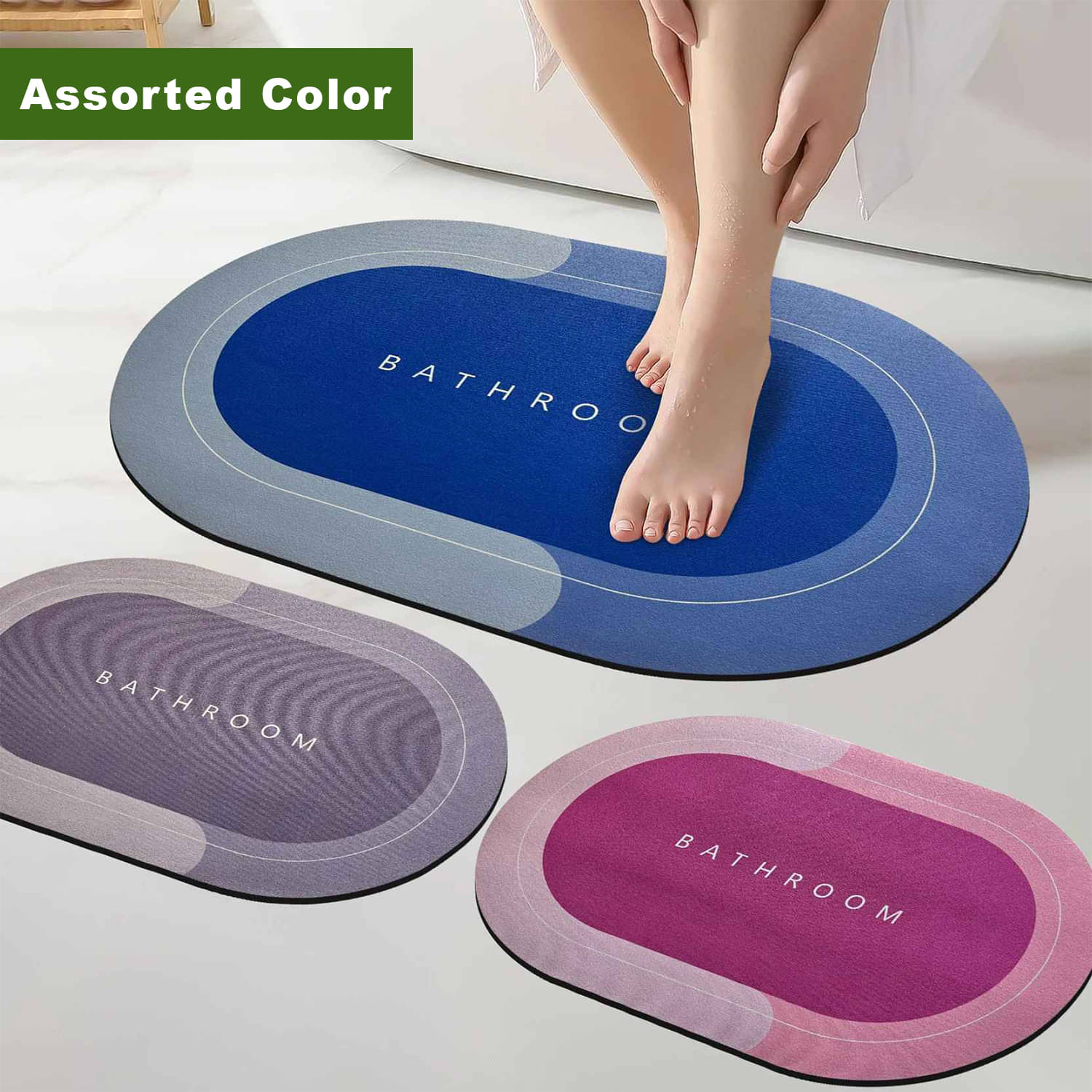     			Luxurivo Home Assorted Rubber Oval Floor Mat ( Pack of 1 )