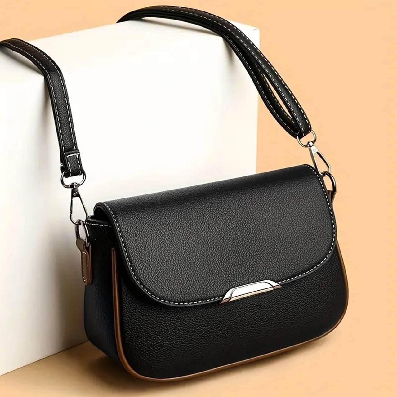     			MI PLUS Sling Bag PU Set of 1 ( Black )