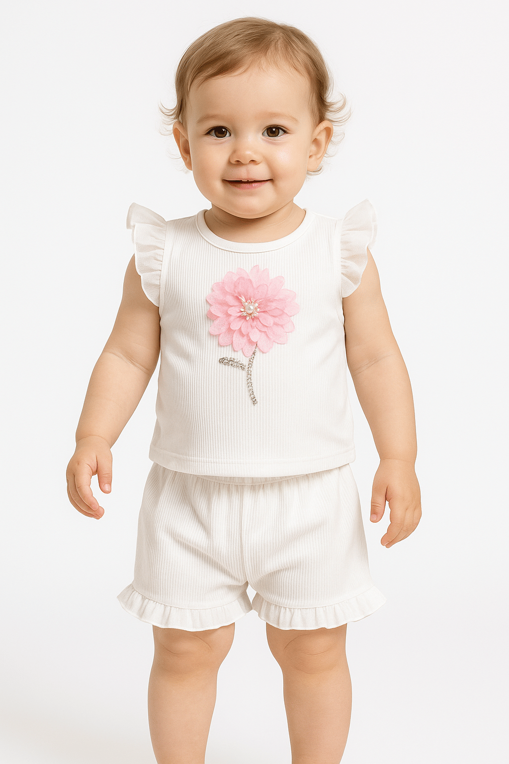     			MODESTYLE Cotton Blend Frock For Baby Girls ( Pack of 1 , White )