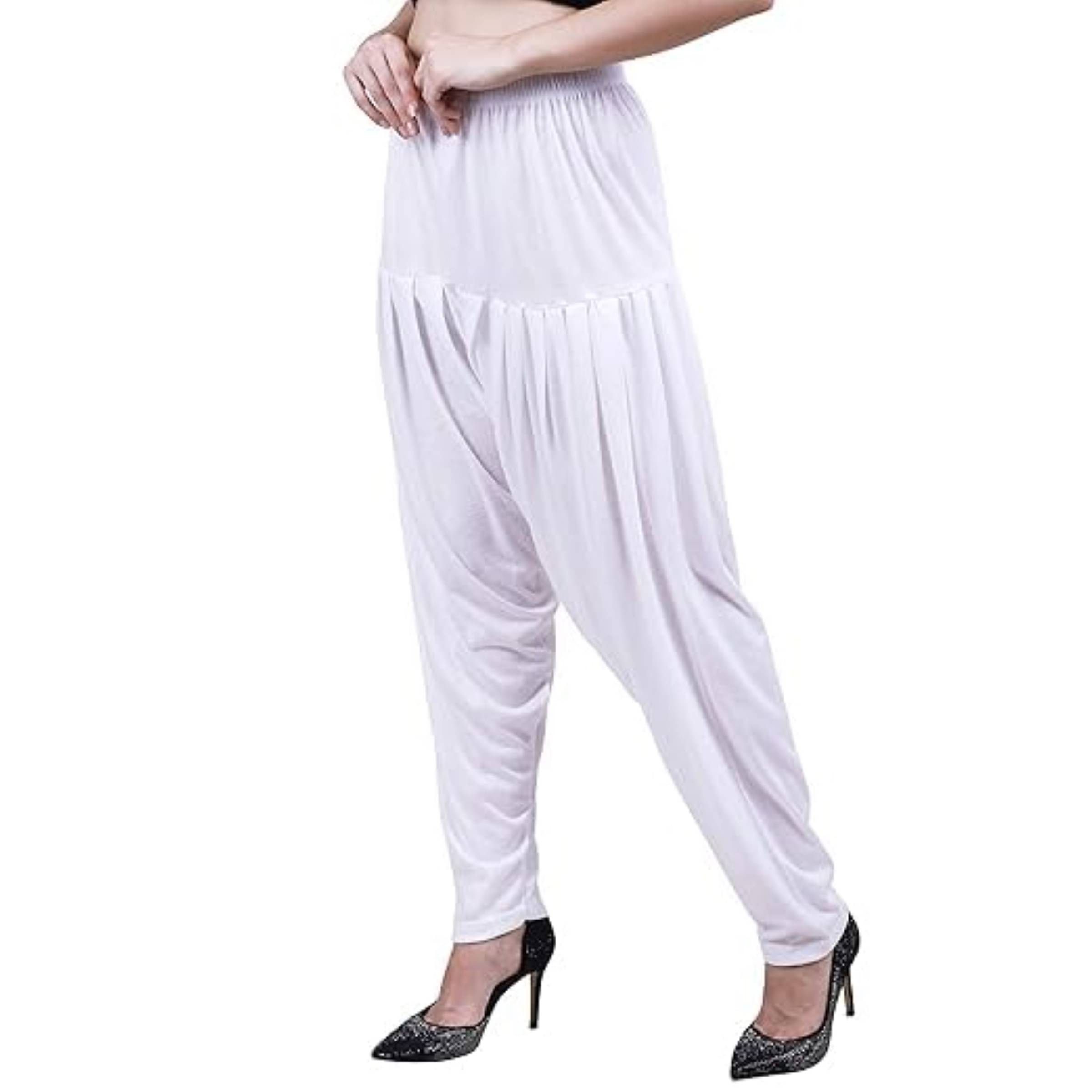    			My Stitches Pack of 1 Cotton Blend Women's Patiala ( White )