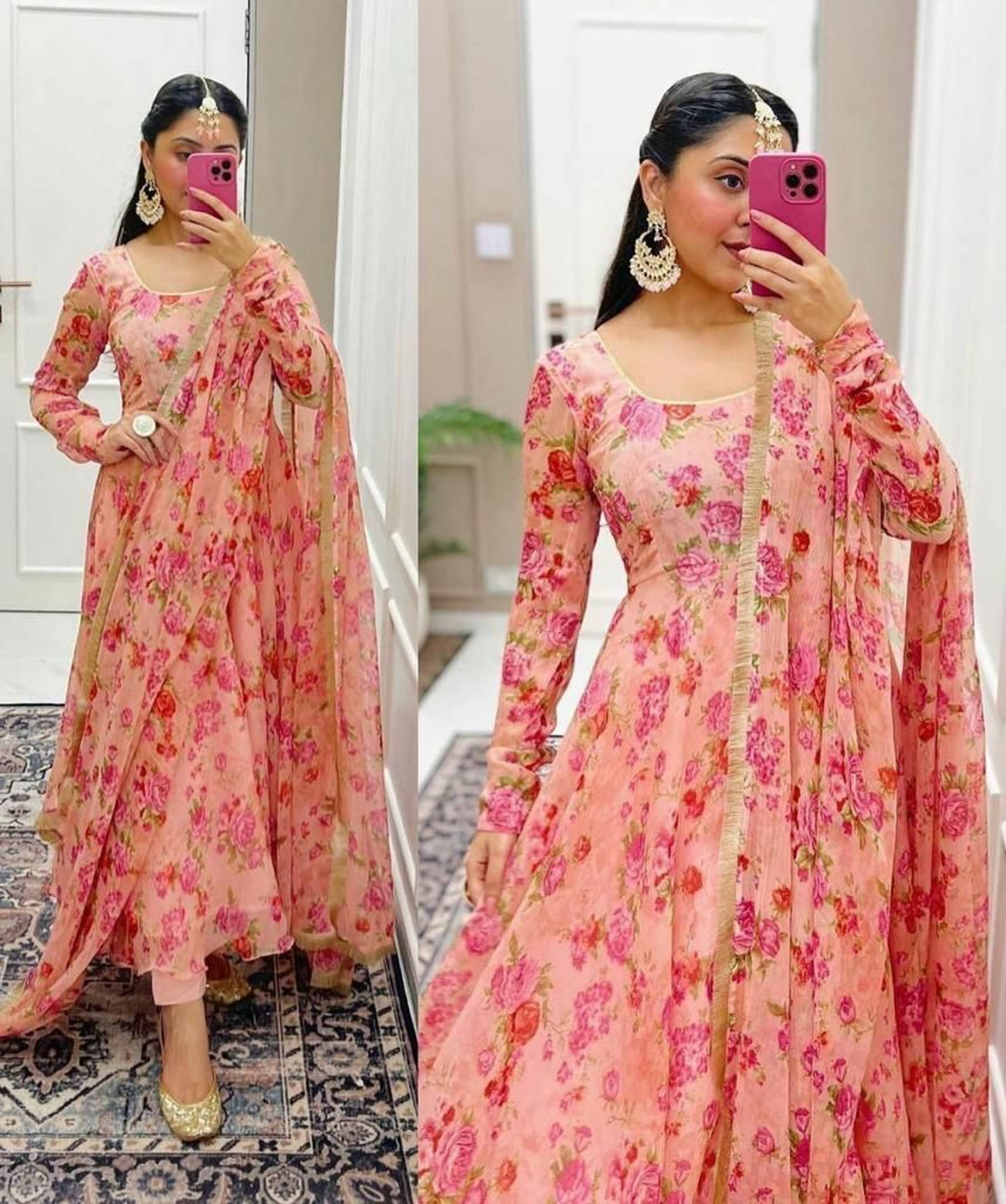 RAIYANI FASHION Women Cotton Blend Printed Fit & Flare Dress ( Orange ) RAIYANI FASHION Women Cotton Blend Printed Fit & Flare Dress ( Orange )