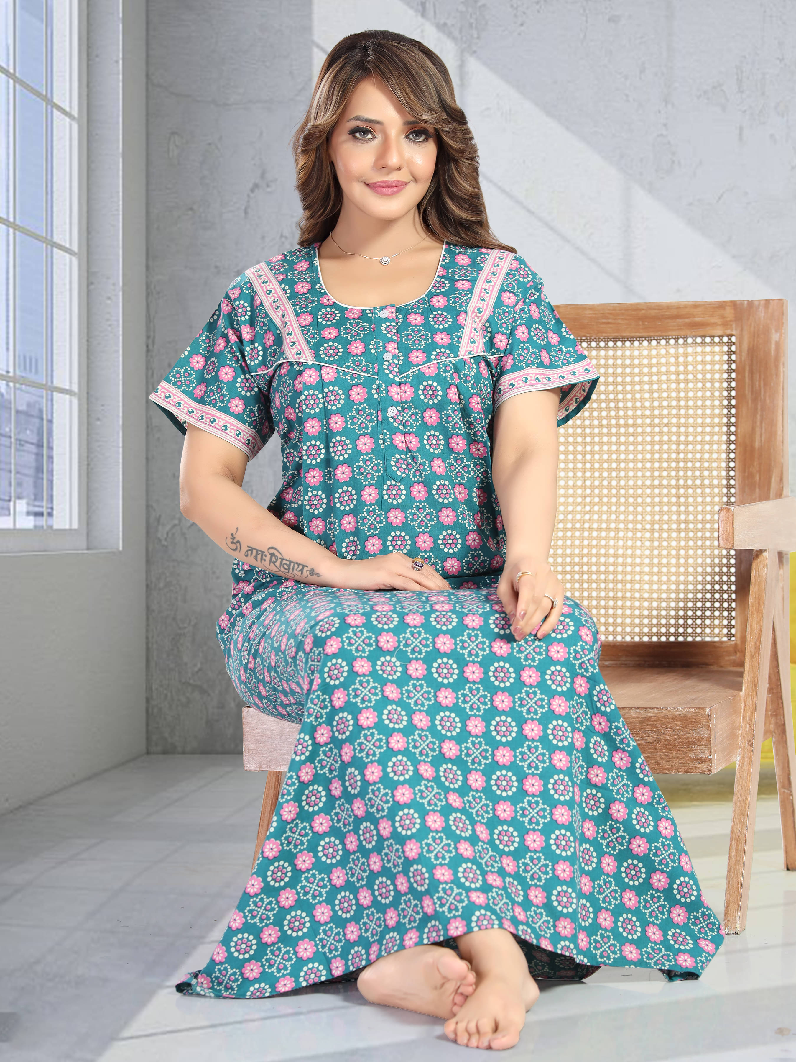 RS Sea Green Cotton Women's Nightwear Nighty & Night Gowns ( Pack of 1 ) RS Sea Green Cotton Women's Nightwear Nighty & Night Gowns ( Pack of 1 )