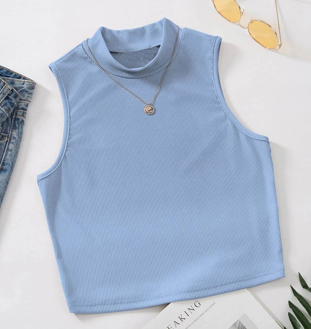     			Redamancii Women's Cotton Blend Crop Top ( Light Blue )