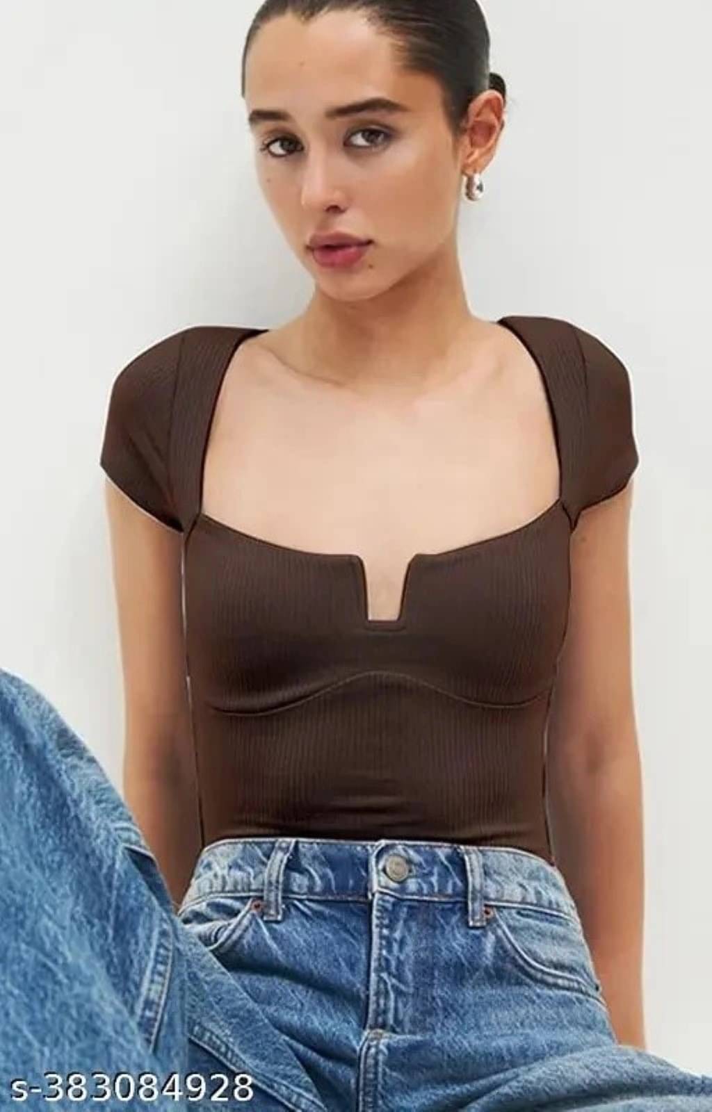     			Redamancii Women's Cotton Blend Regular Top ( Brown )