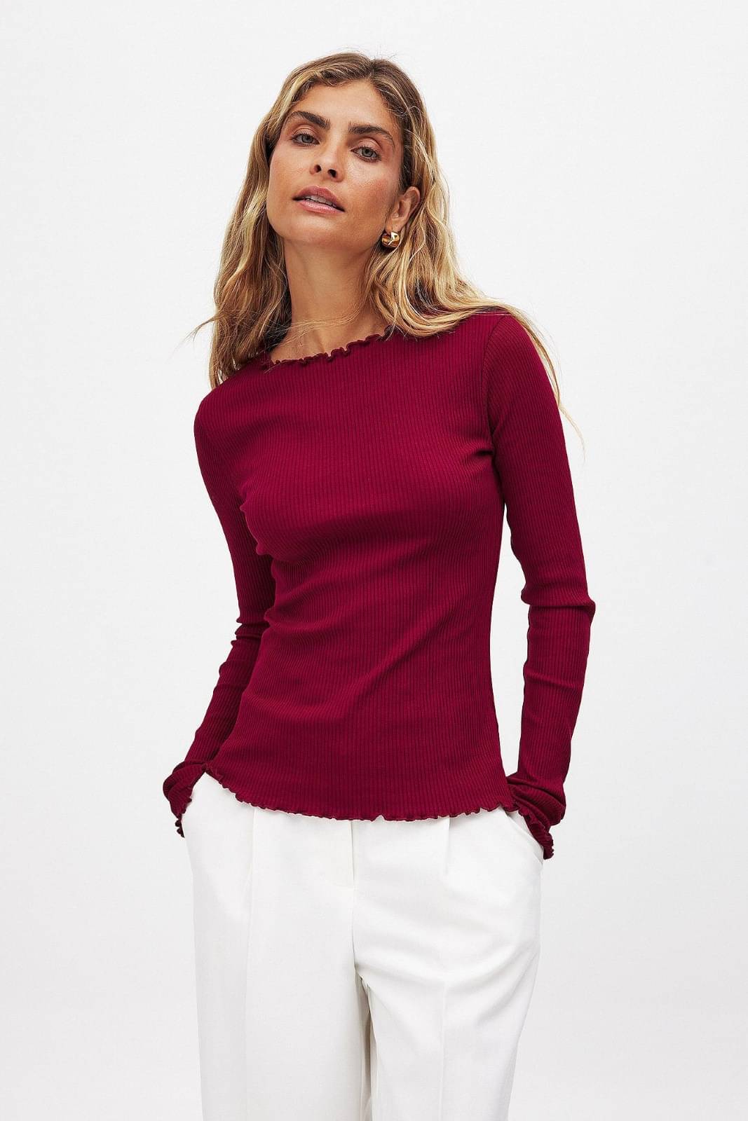 Redamancii Women's Cotton Blend Regular Top ( Maroon ) Redamancii Women's Cotton Blend Regular Top ( Maroon )