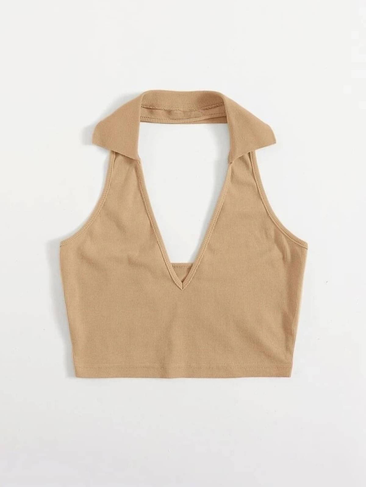 Redamancii Women's Cotton Blend Crop Top ( Beige ) Redamancii Women's Cotton Blend Crop Top ( Beige )