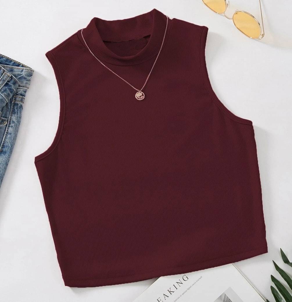 Redamancii Women's Cotton Blend Crop Top ( Maroon ) Redamancii Women's Cotton Blend Crop Top ( Maroon )