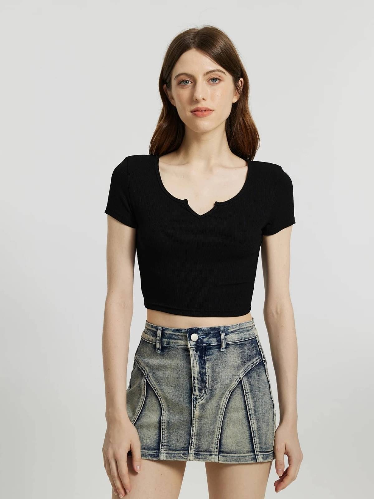 Redamancii Women's Cotton Blend Crop Top ( Black ) Redamancii Women's Cotton Blend Crop Top ( Black )