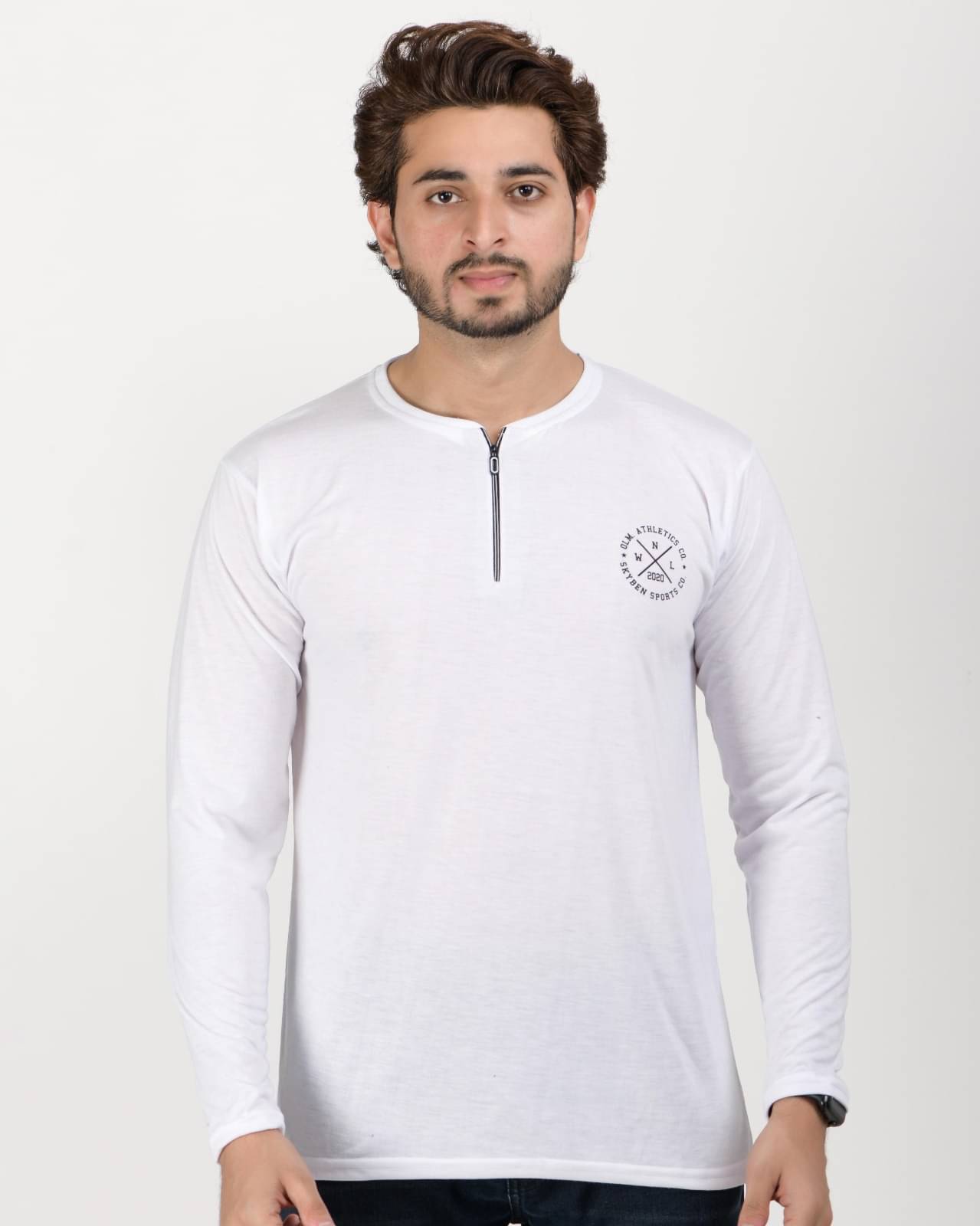     			SKYBEN Men Cotton Blend Regular Fit Printed T-Shirt ( White )