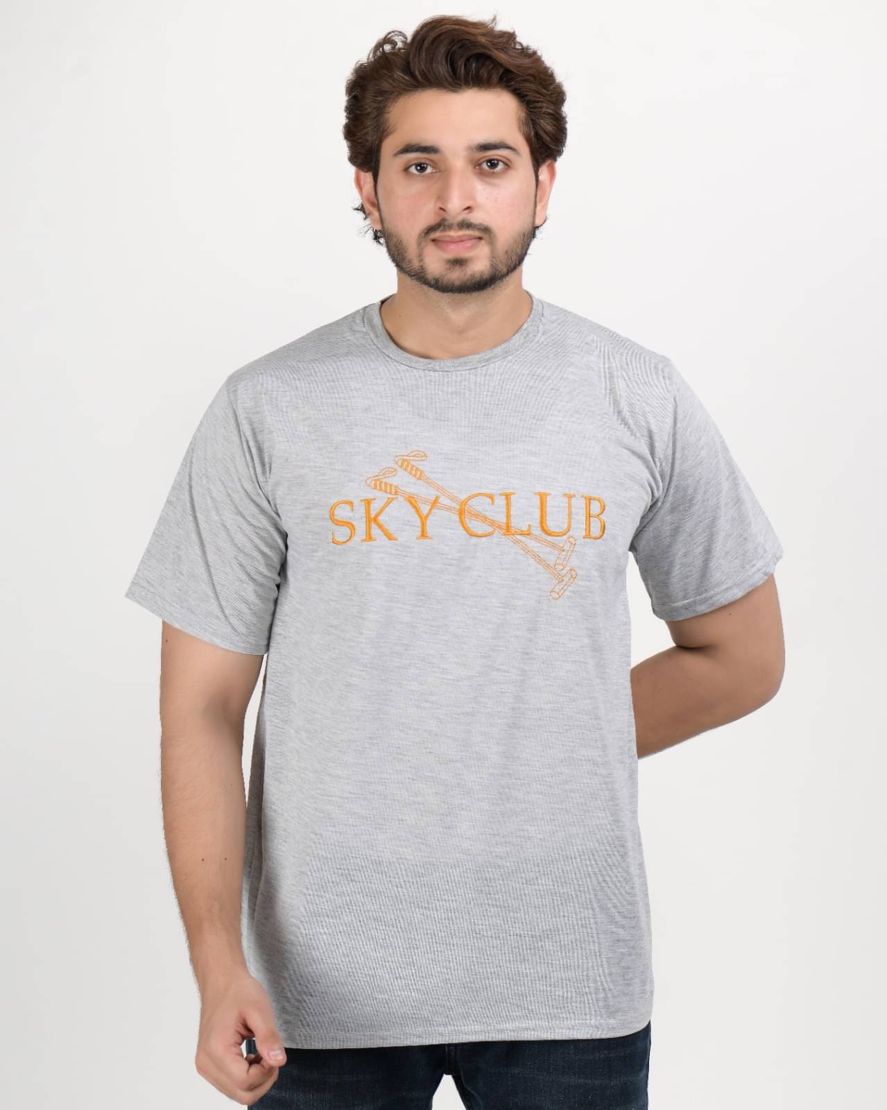 SKYBEN Men Cotton Blend Regular Fit Printed T-Shirt ( Melange Grey ) SKYBEN Men Cotton Blend Regular Fit Printed T-Shirt ( Melange Grey )