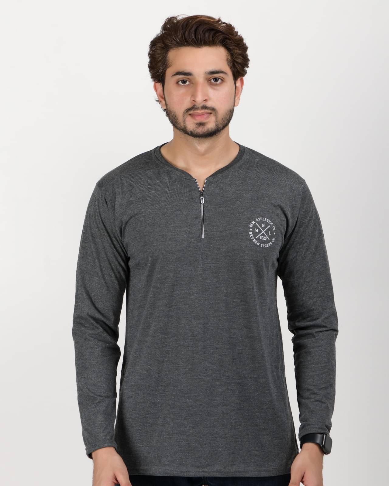     			SKYBEN Men Cotton Blend Regular Fit Printed T-Shirt ( Melange Grey )