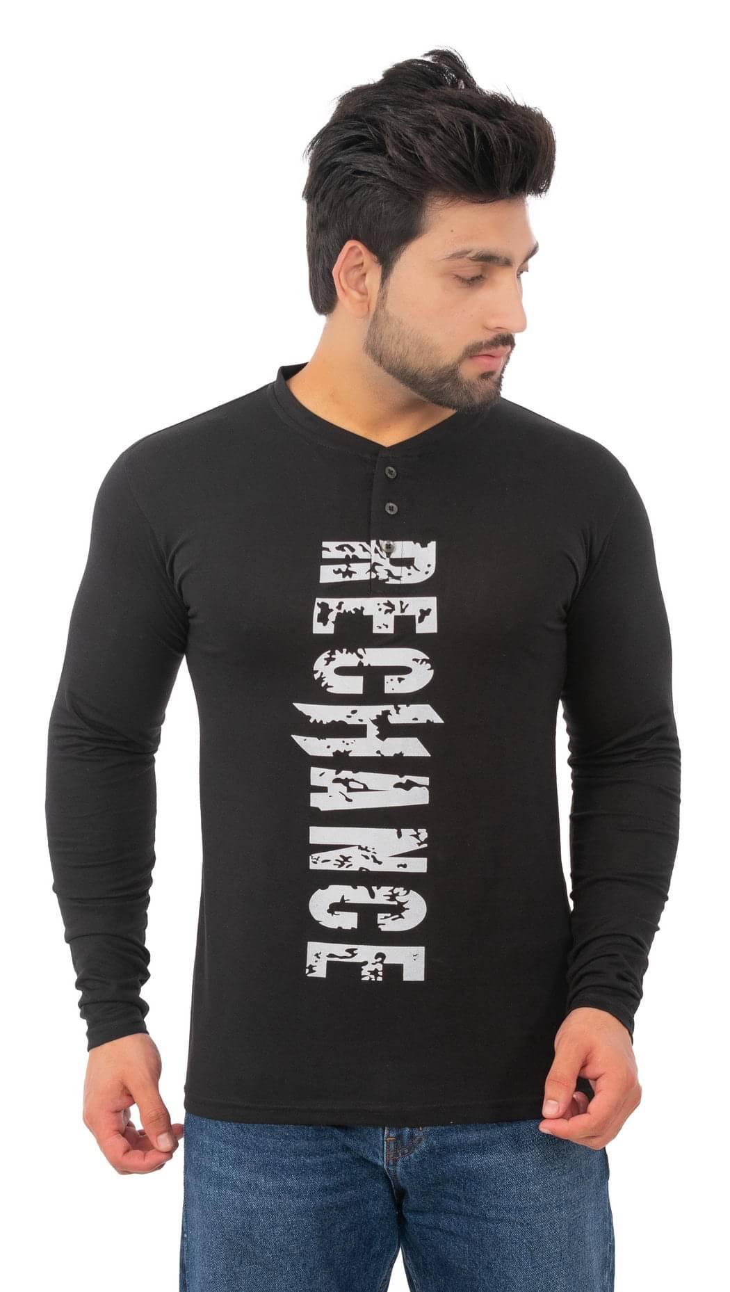     			SKYBEN Men Cotton Blend Regular Fit Printed T-Shirt ( Black )