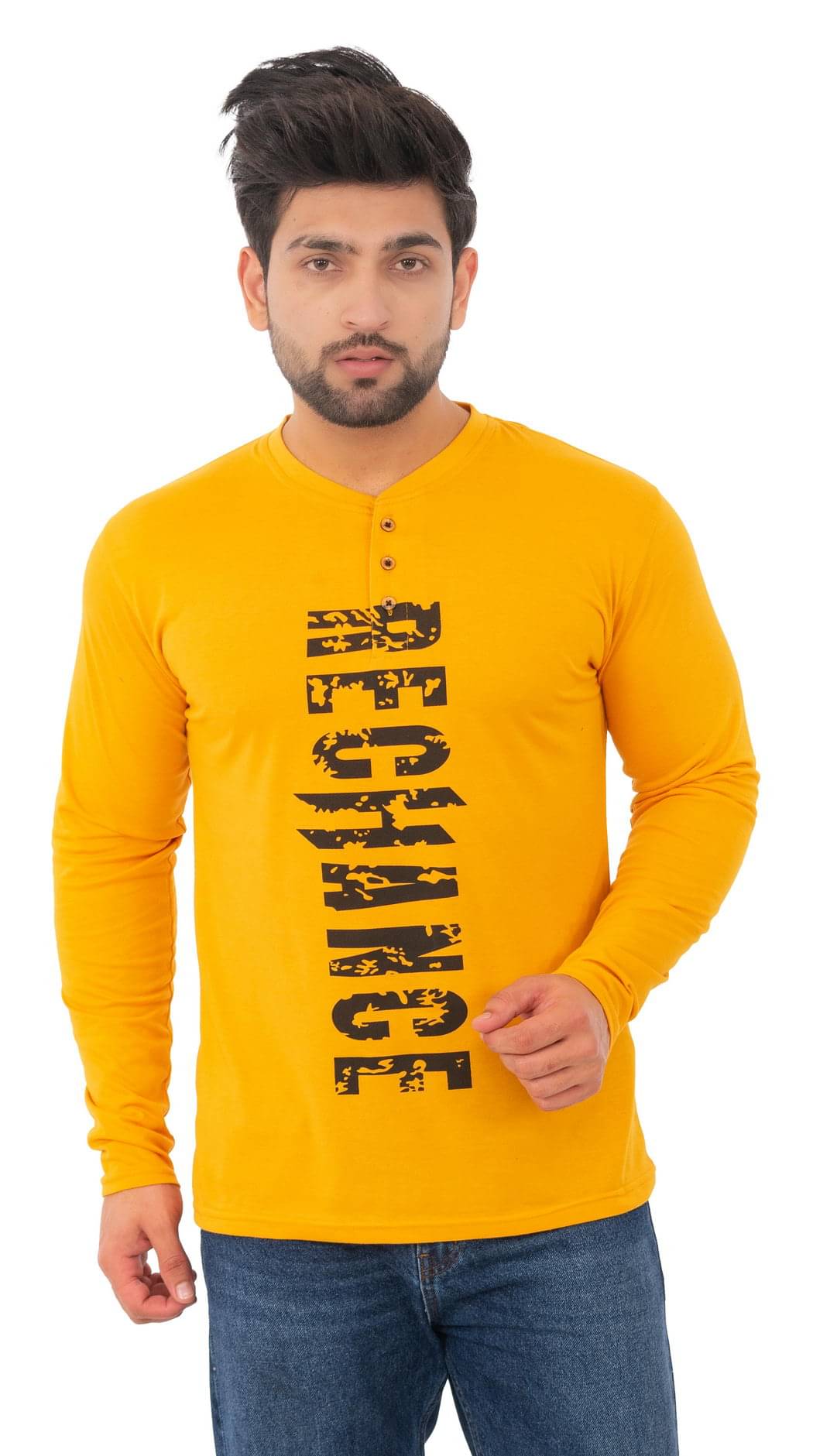 SKYBEN Men Cotton Blend Regular Fit Printed T-Shirt ( Mustard ) SKYBEN Men Cotton Blend Regular Fit Printed T-Shirt ( Mustard )