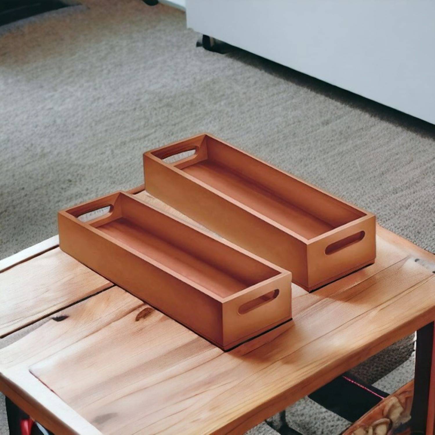     			SWH Wooden Serving Tray 3000 ml Brown ( Set of 2 )