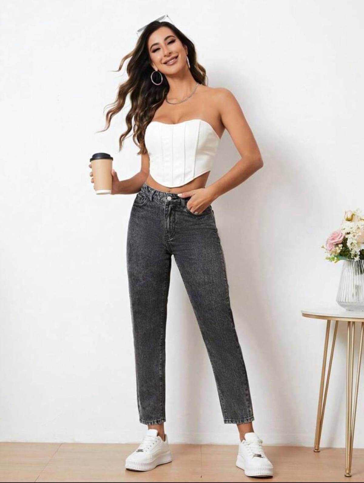     			SiNK DENIMS Women Mom Fit Waist Jeans