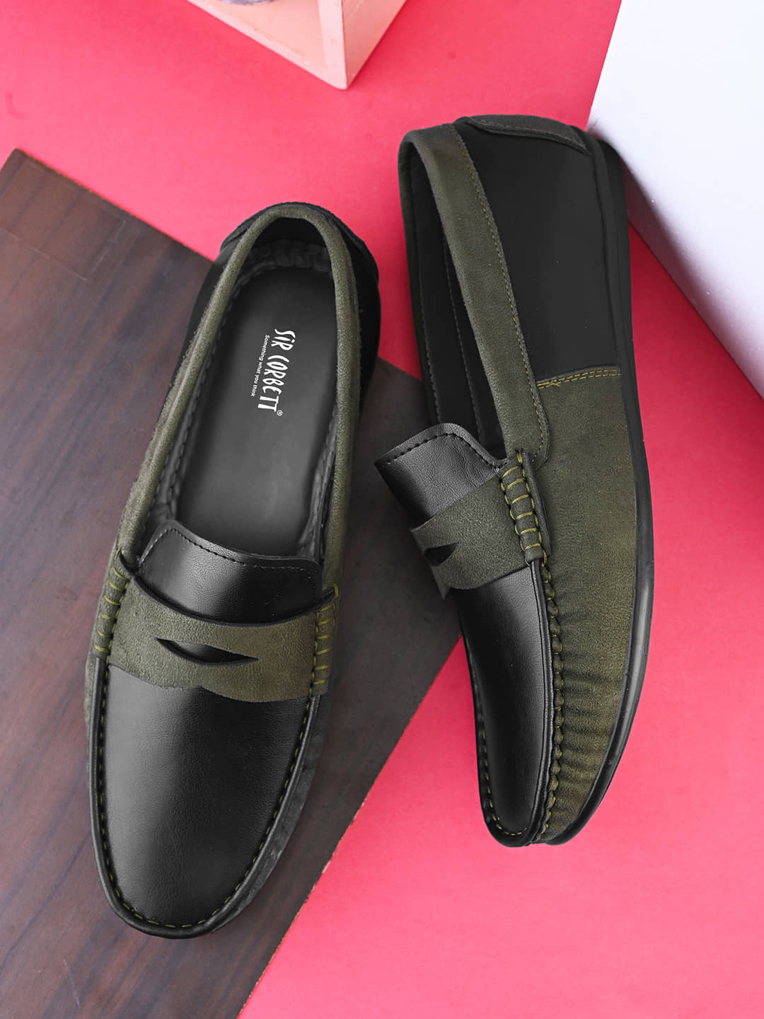 Sir Corbett Olive Men's Slip on - Formal Shoes | Buy online on ZillyBuy